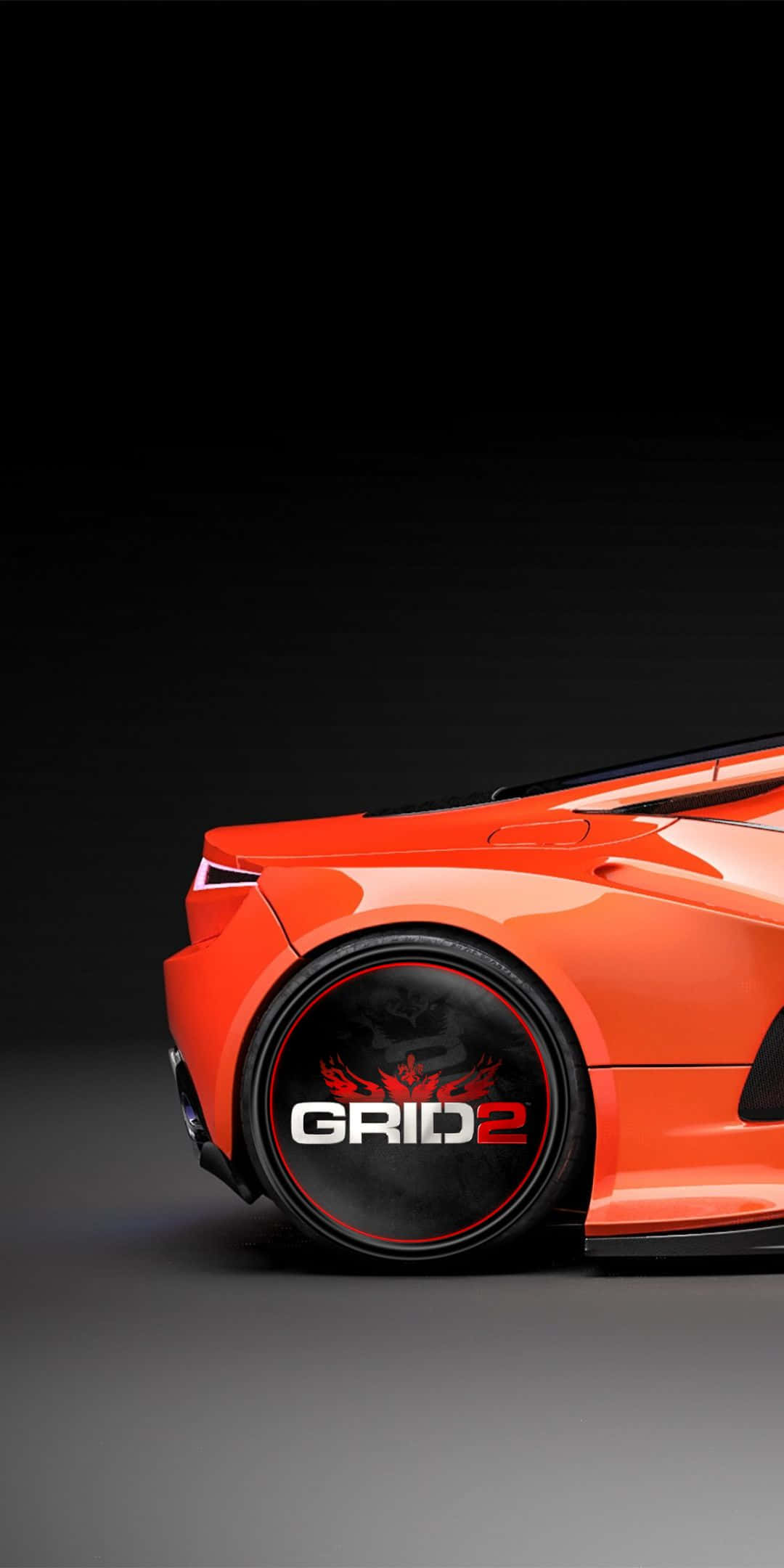 Hinterseiteeines Orangefarbenen Autos Pixel 3 Gitter 2 Hintergrund