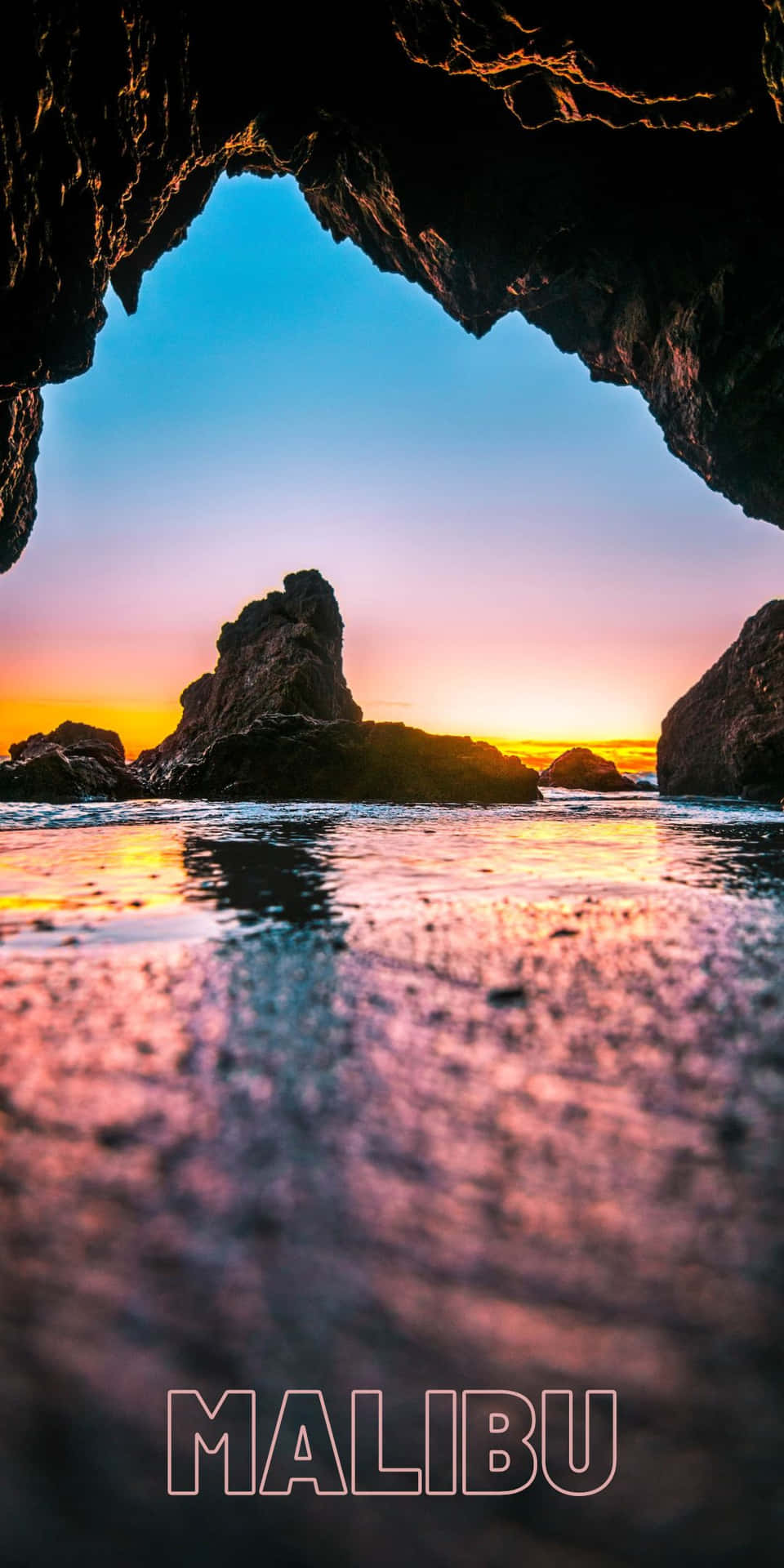 Höhlebei Sonnenuntergang Pixel 3 Malibu Hintergrund