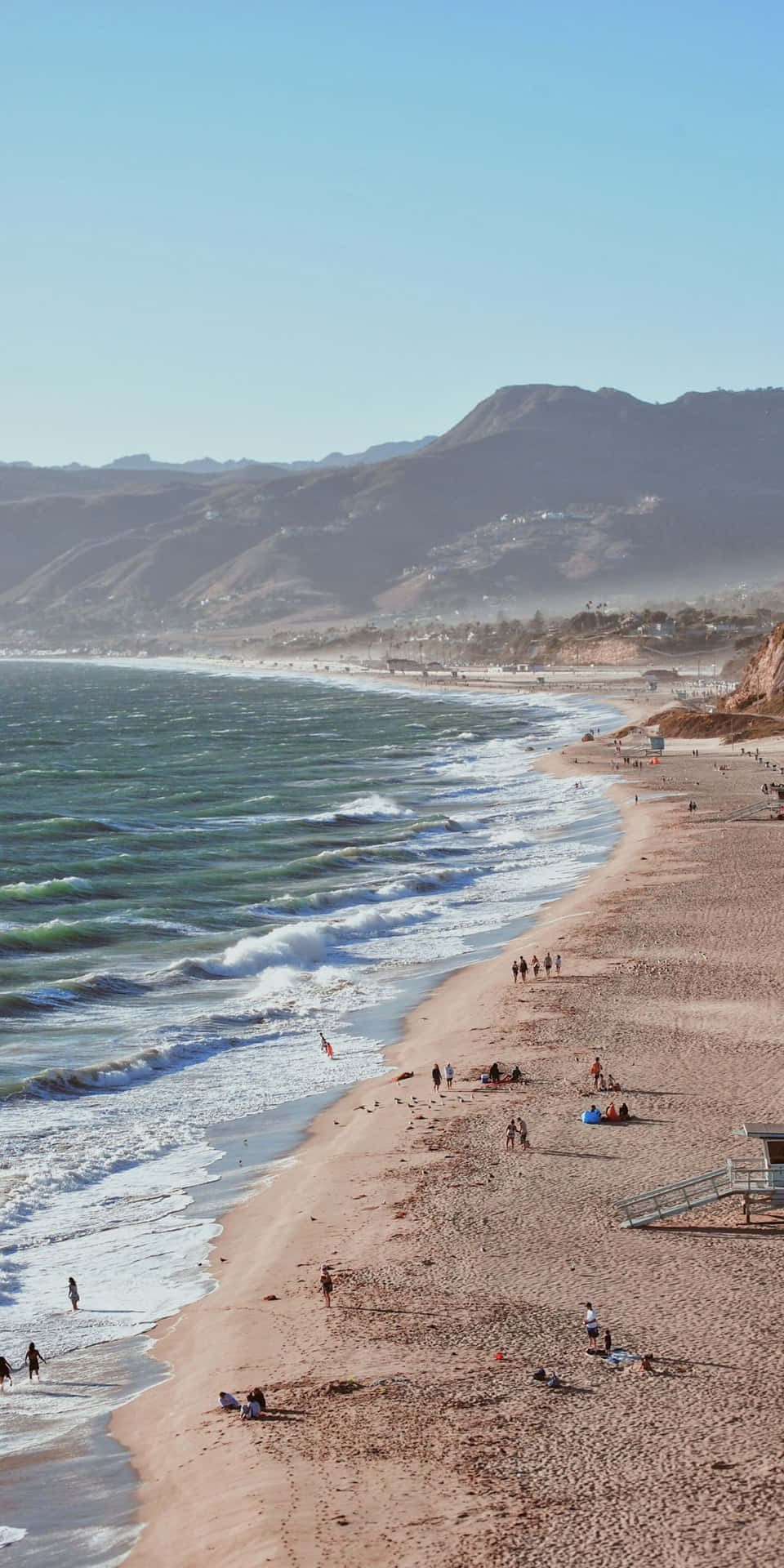 Strand med få mennesker Pixel 3 Malibu Baggrund
