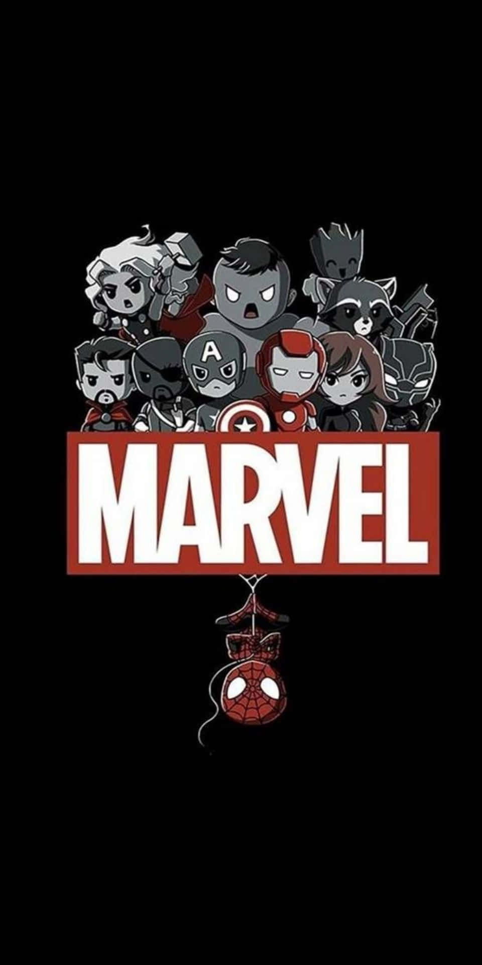 Chibiheroes Pixel 3 Bakgrund Med Marvels Avengers