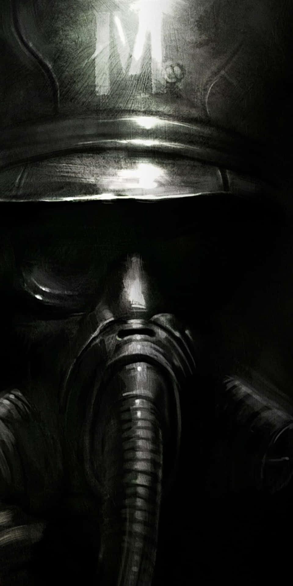 Pixel 3 Metro 2033 Gas Mask Soldier Black And White Background