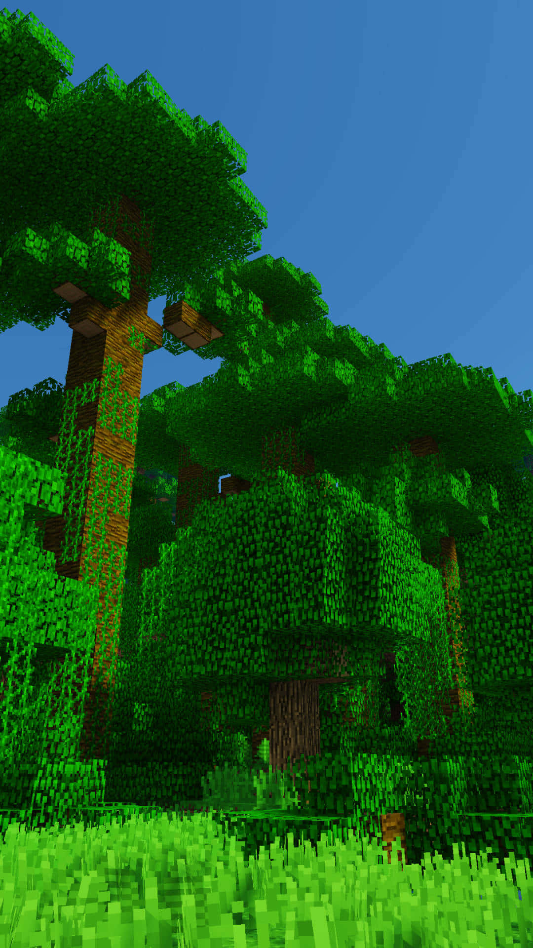 Trees Pixel 3 Minecraft baggrund: Tag et smukt udseende med træer, floder og himmel på din Pixel 3.