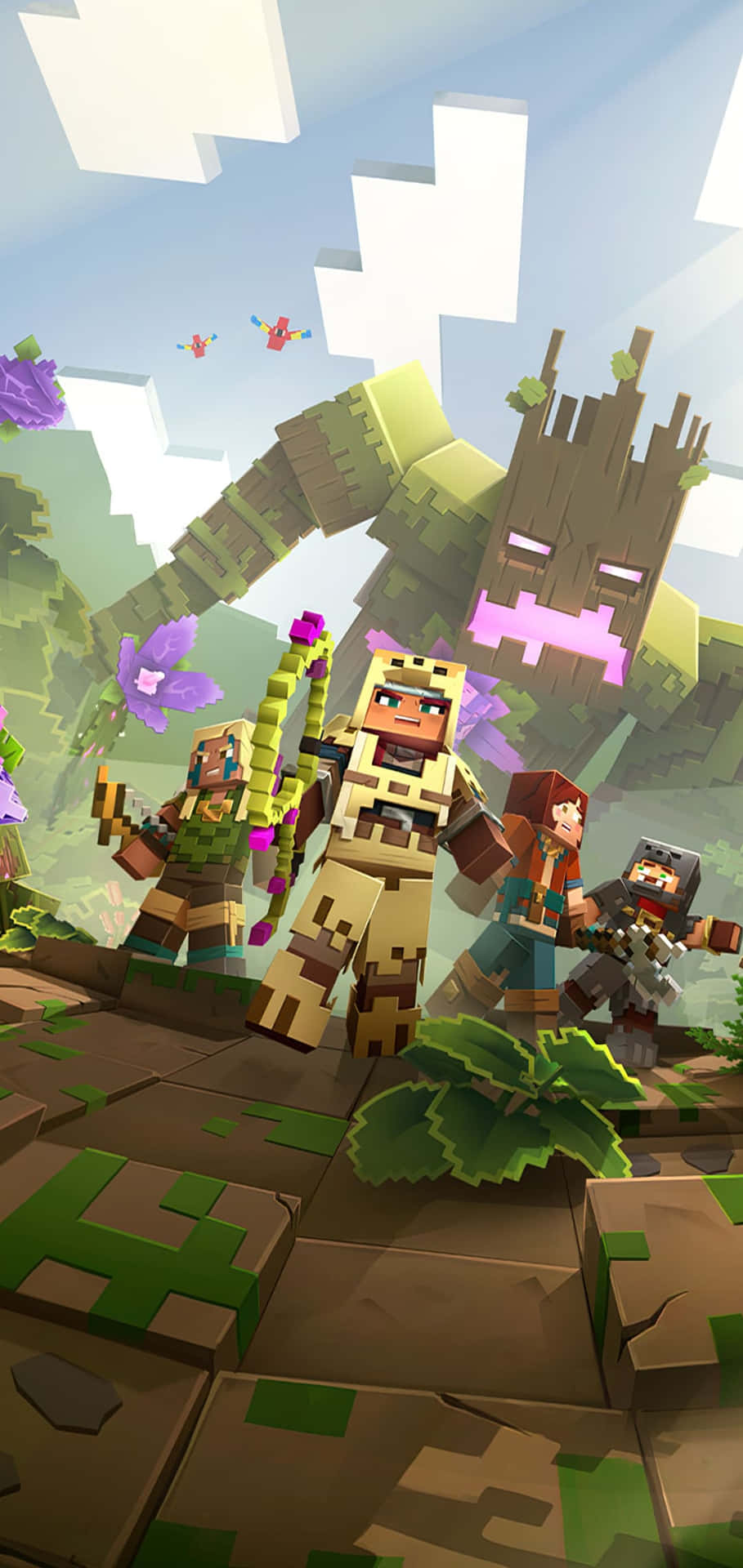 Dschungelthema Dungeons Pixel 3 Minecraft Hintergrund