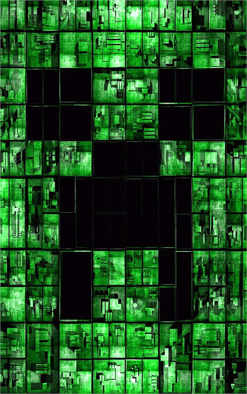 Green Texture Creeper Pixel 3 Minecraft Background