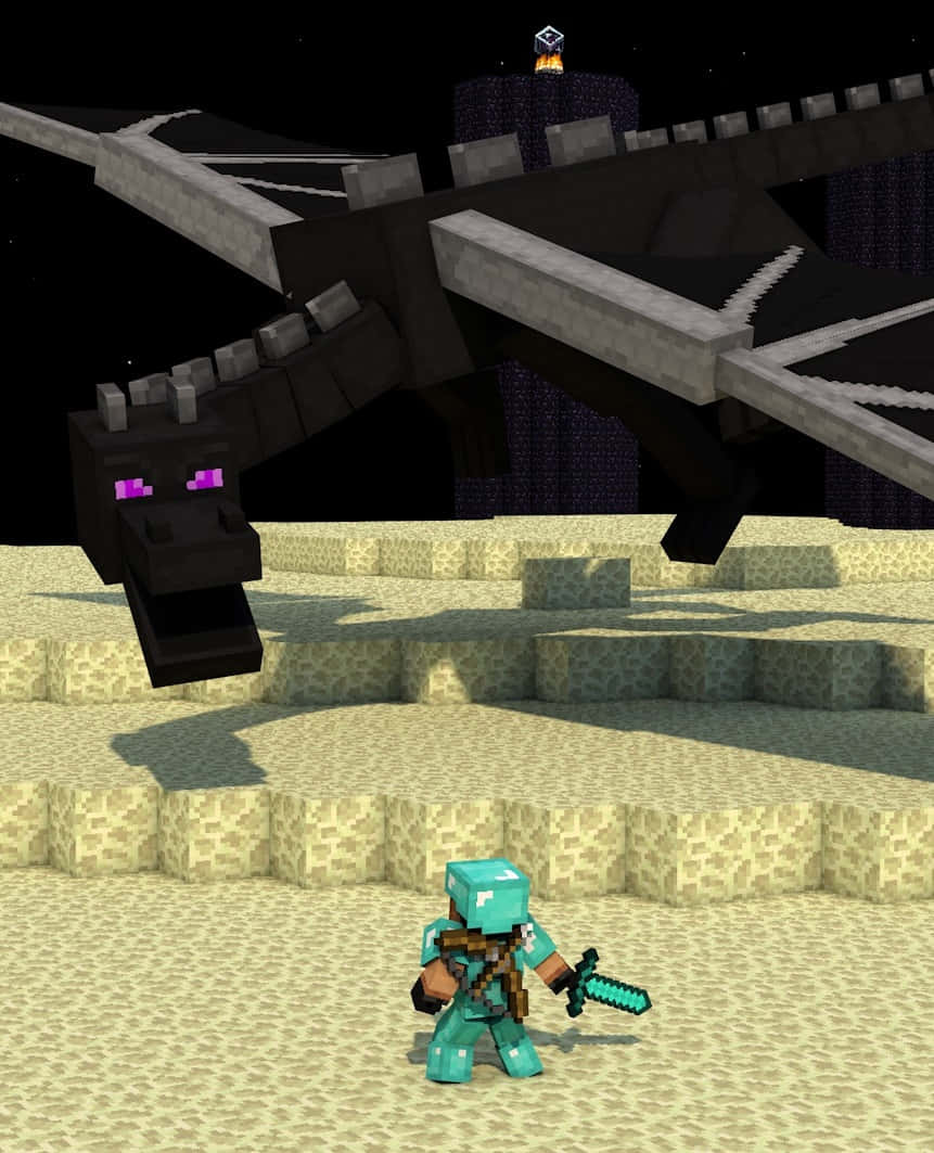Facing Ender Dragon Pixel 3 Minecraft Background