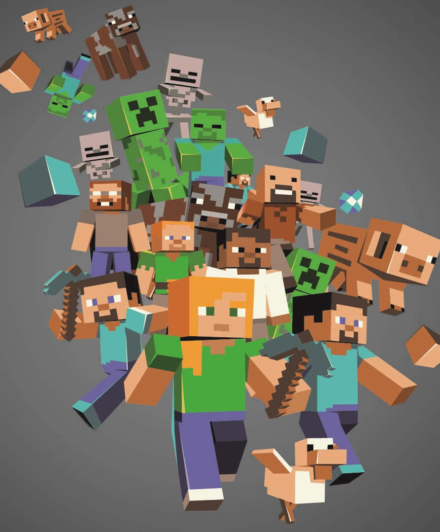 Karakterer og aggroer Pixel 3 Minecraft baggrund