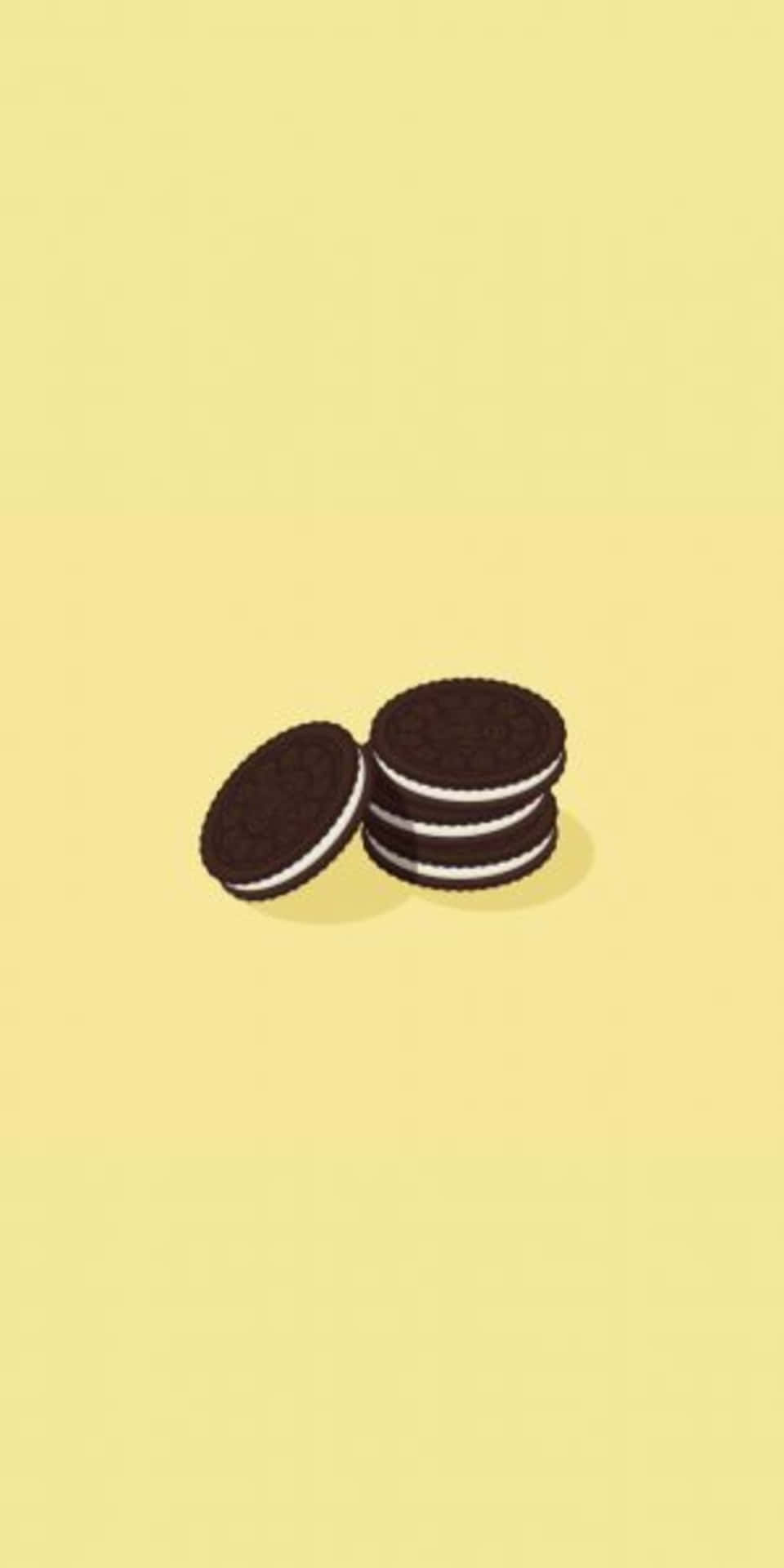 Pixel3 Minimaler Hintergrund Mit Oreo-keksen Auf Gelbem Hintergrund