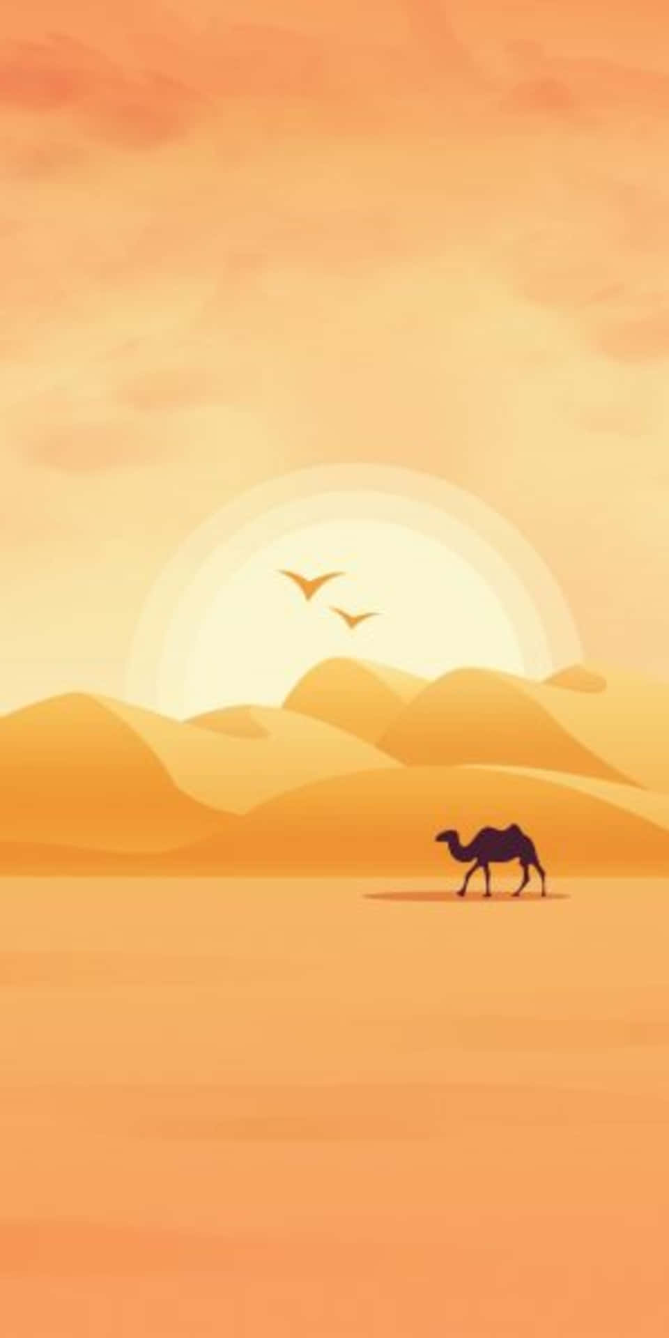 Sfondominimale Del Pixel 3 Con Un Cammello Nel Deserto