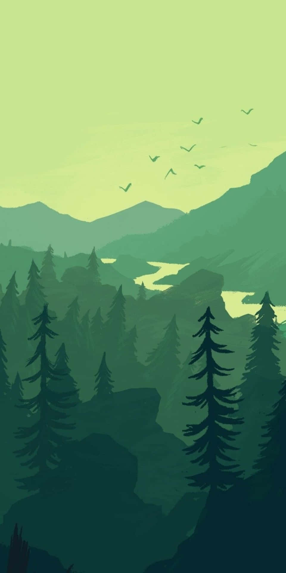 Sfondominimalista Pixel 3 Con Disegno Fanart Di Una Foresta