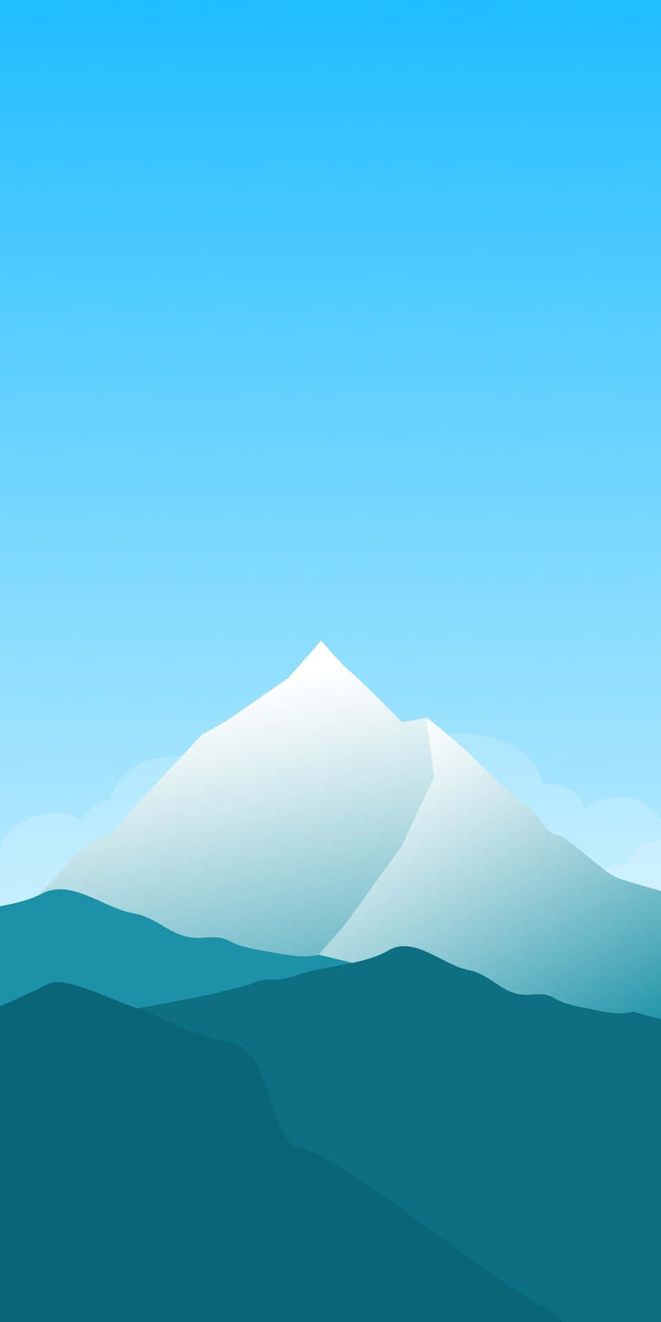 Sfondominimal Per Pixel 3, Tonalità Leggera Blu-bianco Con Montagna