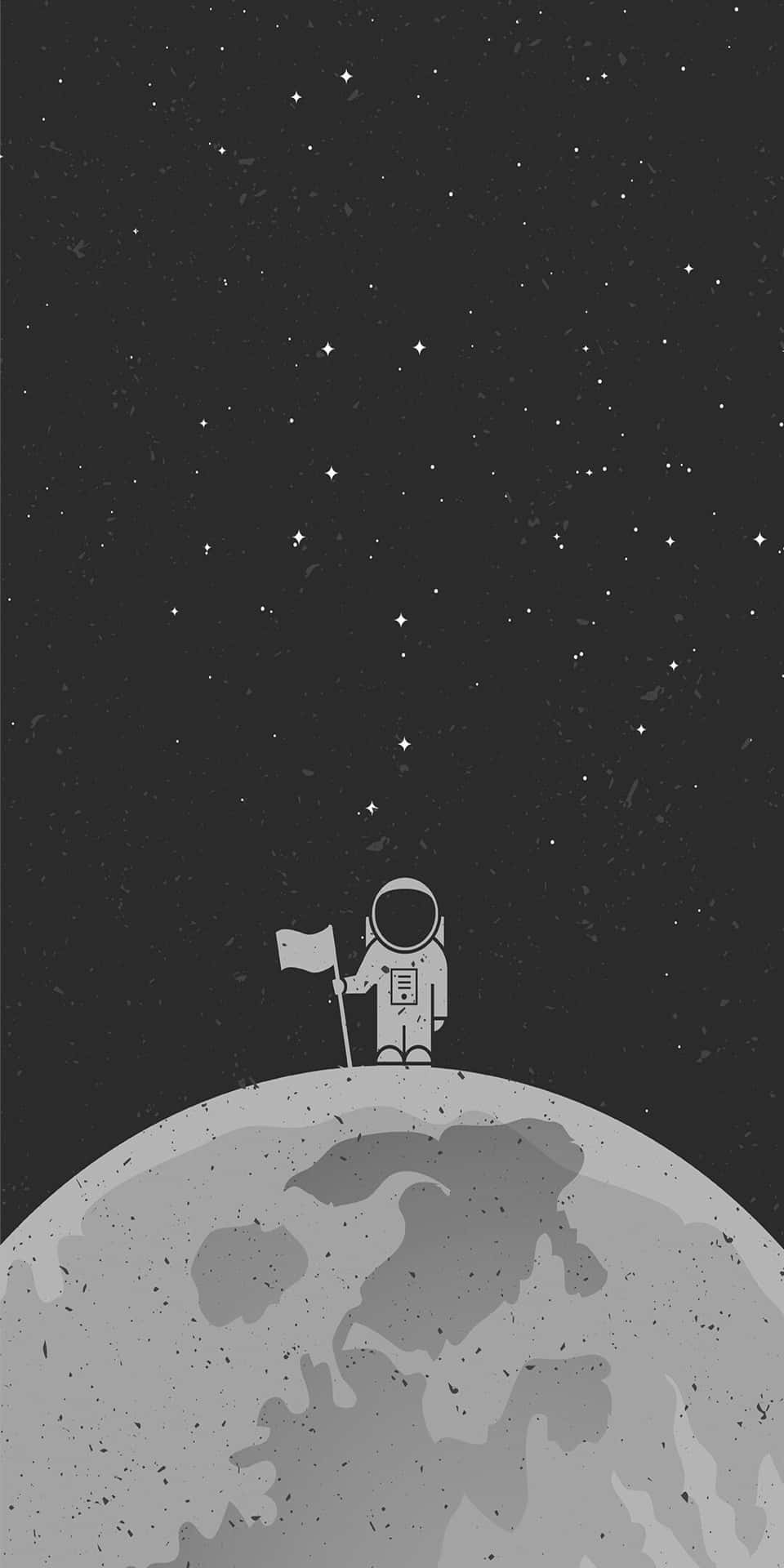 Pixel3 Minimalistischer Hintergrund Fanart Zeichnung Astronaut Auf Dem Mond