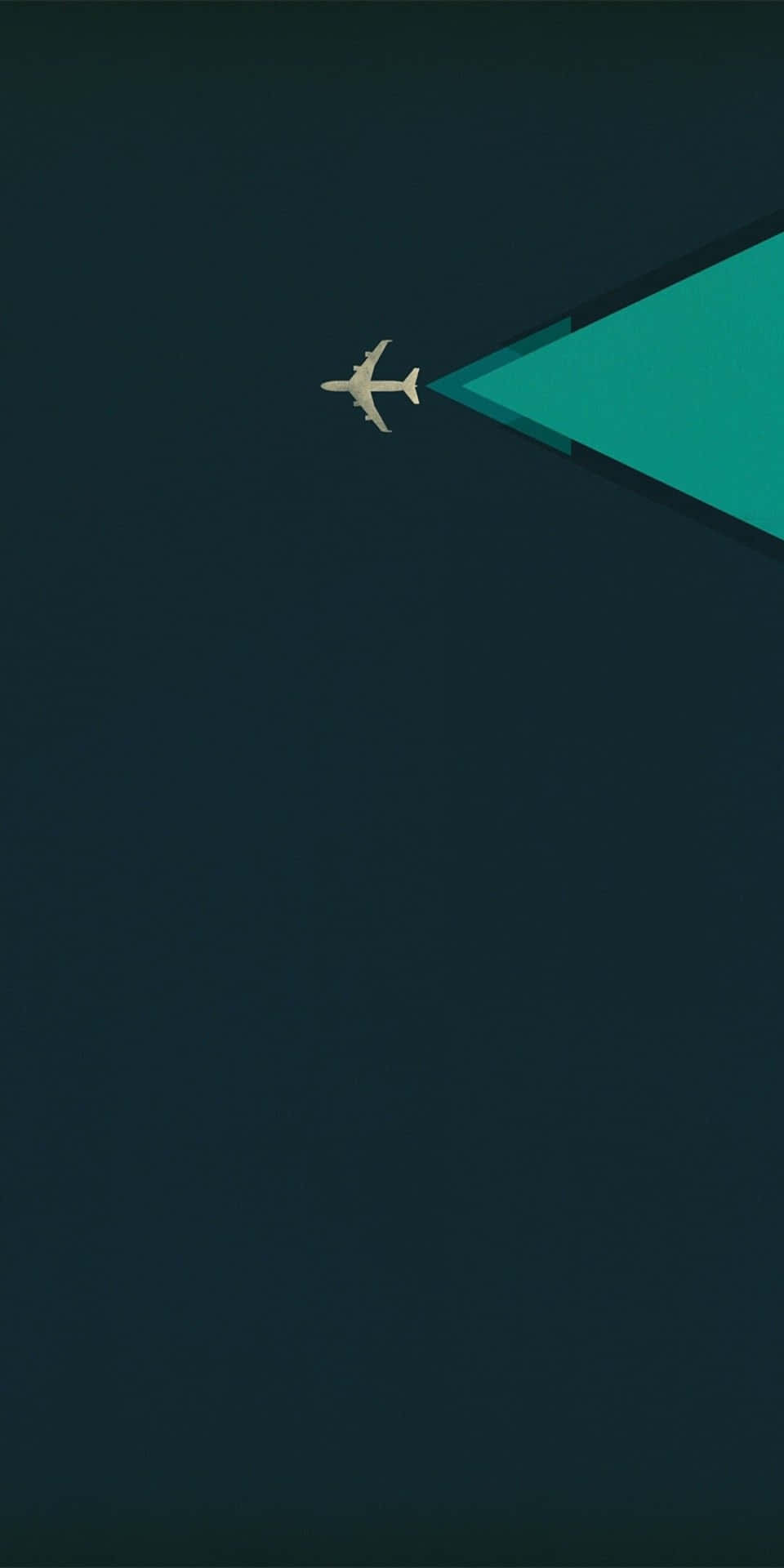 Pixel3 Minimaler Hintergrund Mit Einem Flugzeug, Das Mit Einem Streifen Grün Gleitet.
