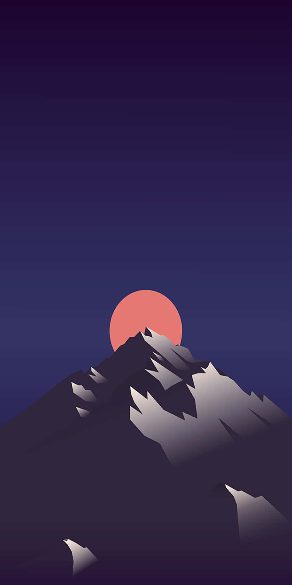 Pixel3 Minimaler Hintergrund: Roter Mond Hinter Einem Berg