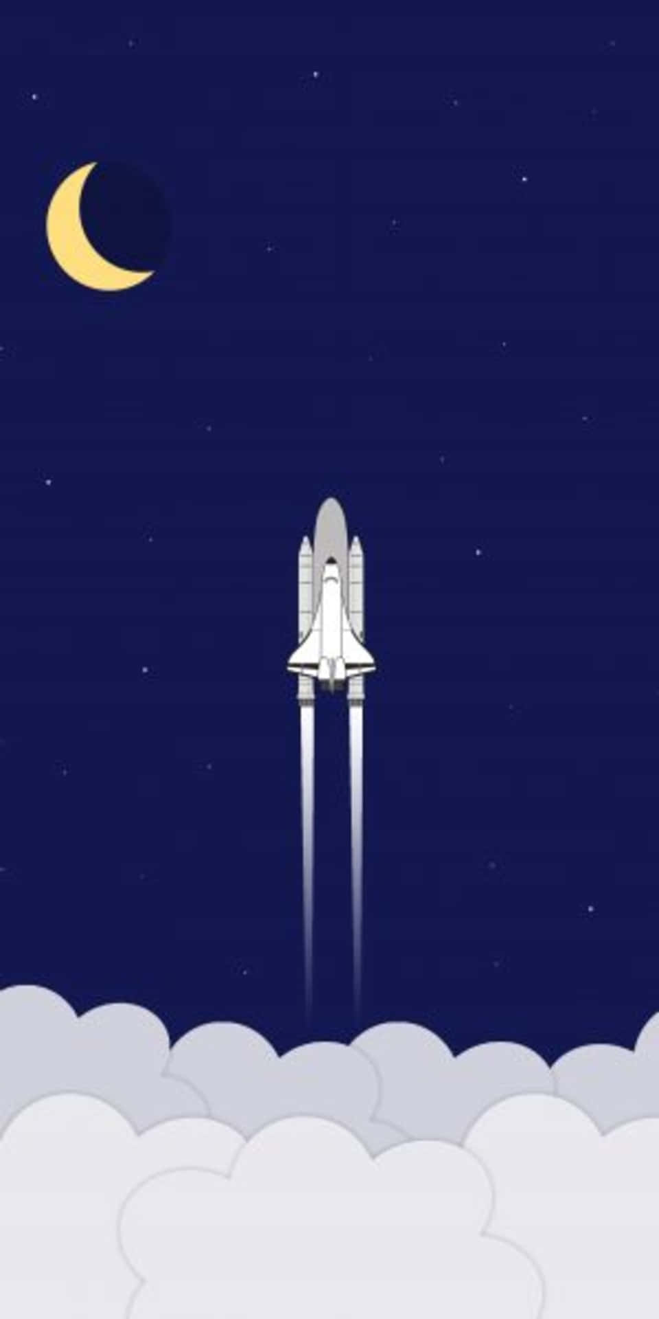 Fondominimalista Del Pixel 3 Con Una Nave Espacial Yendo Al Espacio.