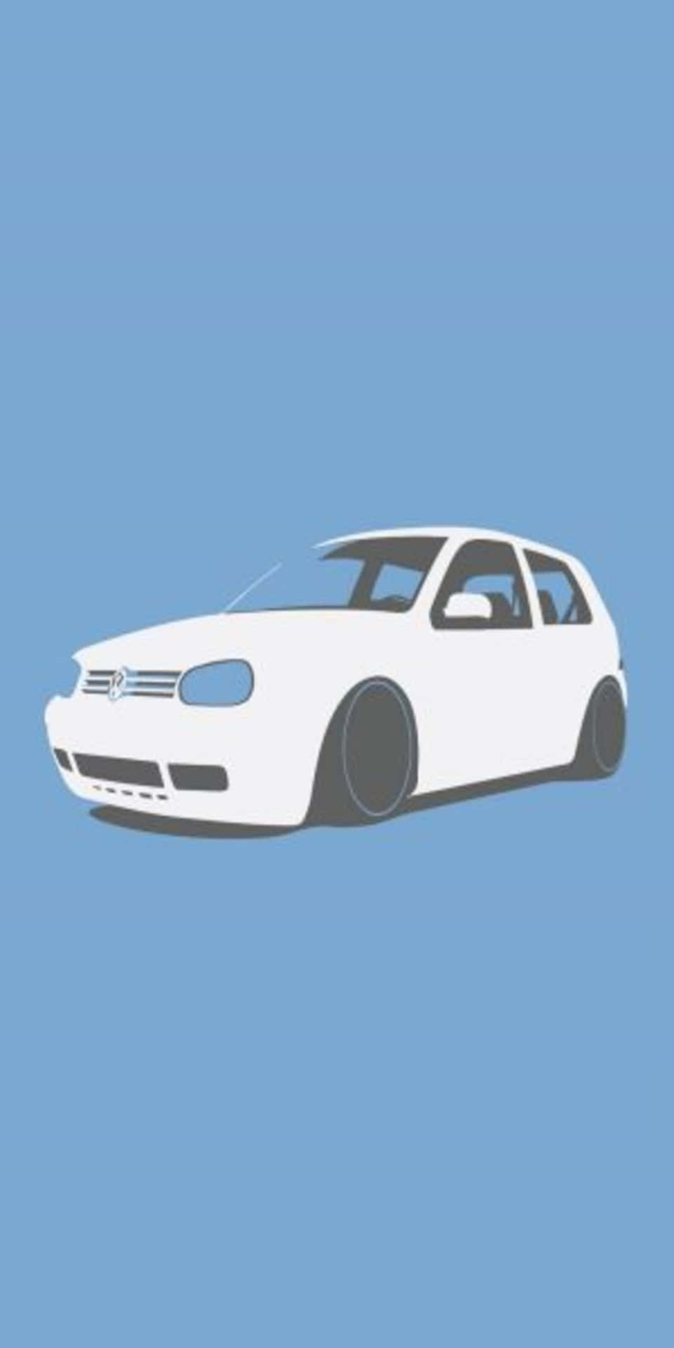Pixel 3 Minimalt Baggrundshvidt Bil Pastelblå baggrund