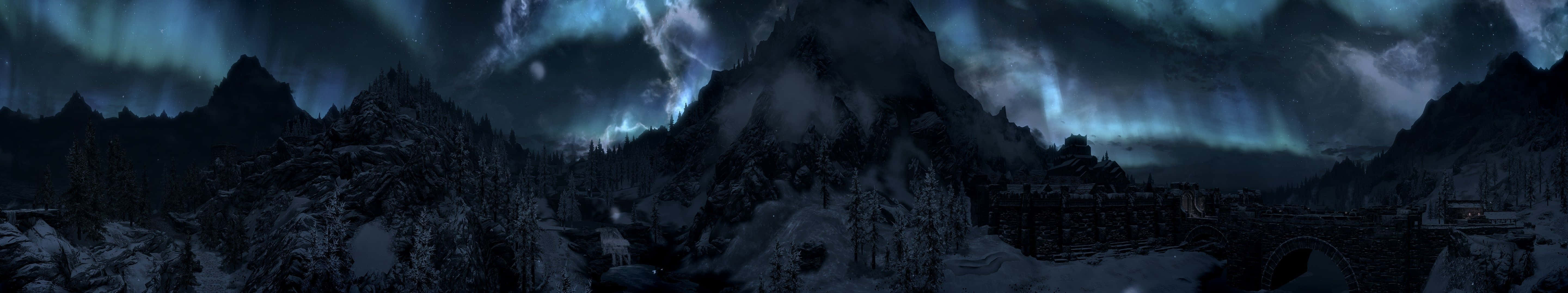 Überraschendedunkle Berge Mit Farbenfrohem Himmel Pixel 3 Monitor Hintergrund