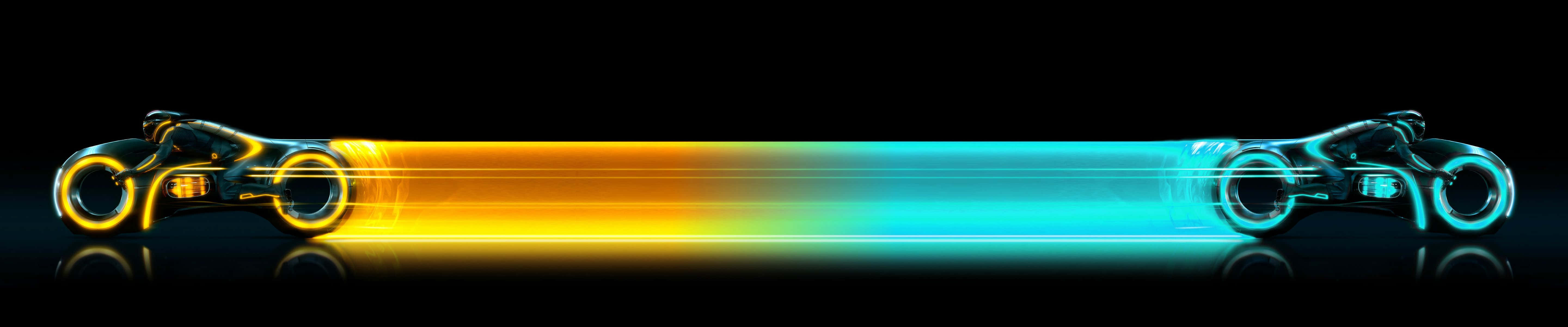 Awesome Tron Yellow And Blue Bikes Pixel 3 Monitor Background