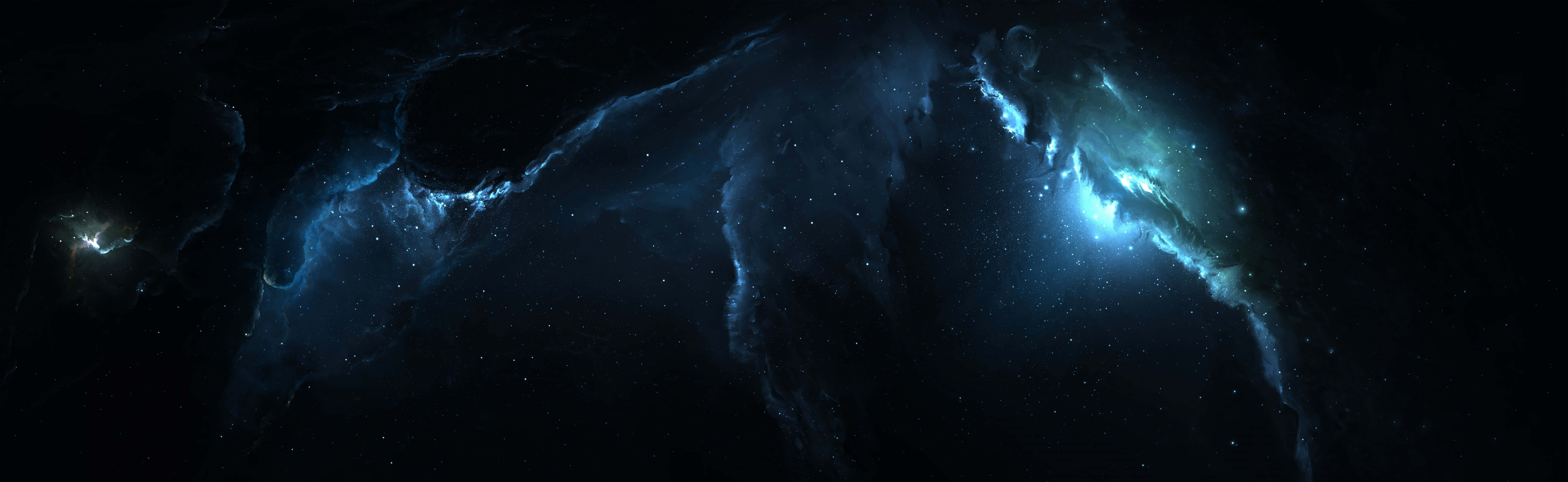 Smukke Atlantis Nebula Dual Monitor Pixel 3 Monitor Bakgrund
