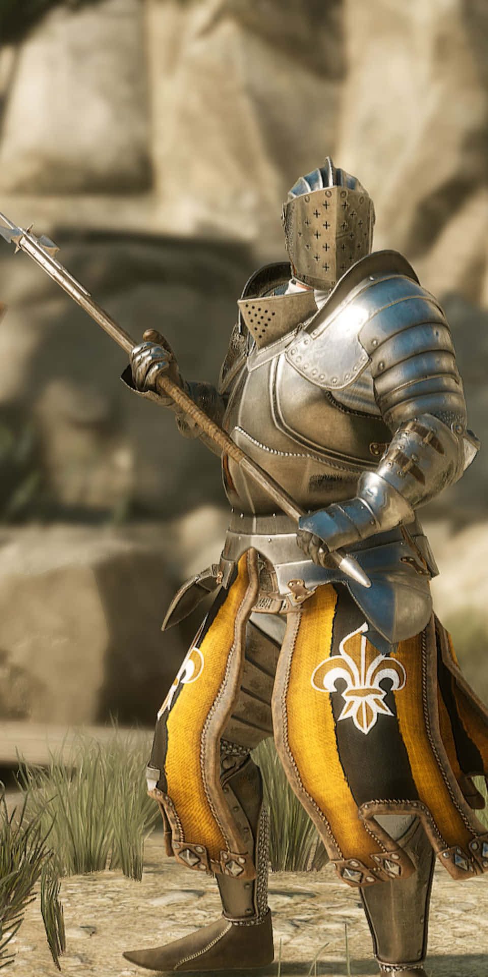 A Knight In Armor Is Holding A Sword