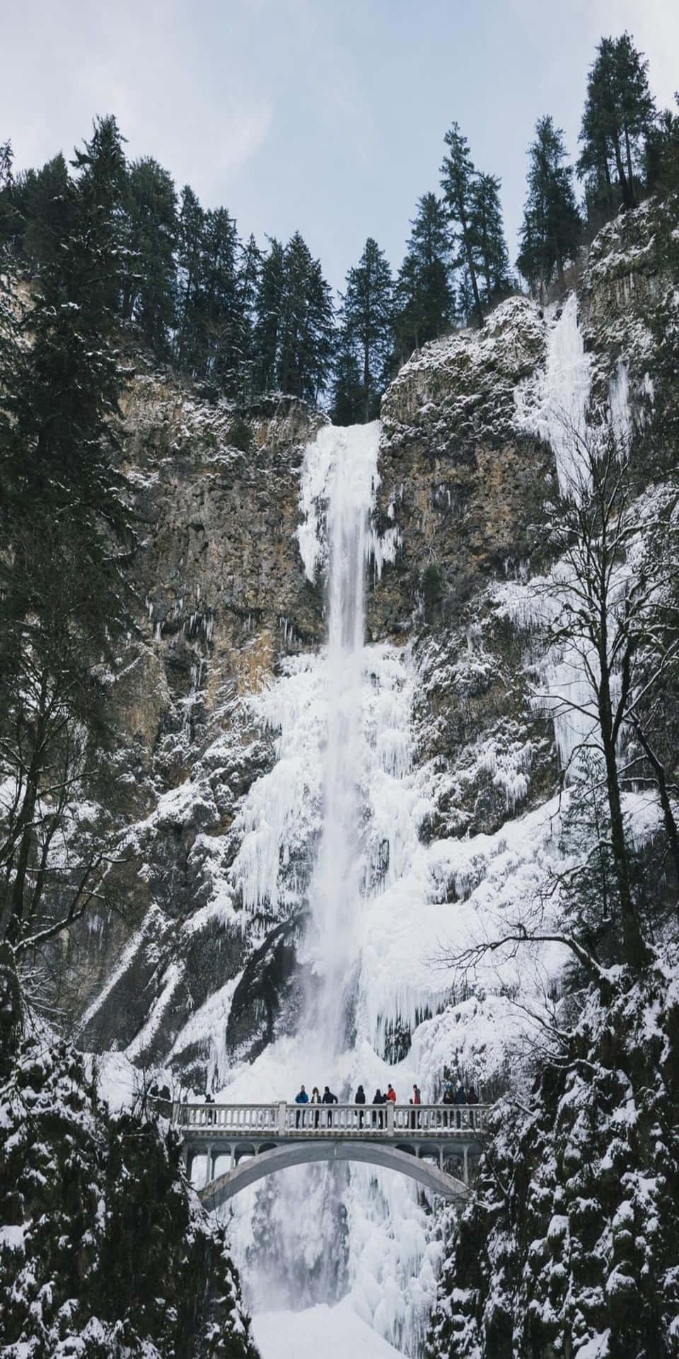 Pixel3 Naturhintergrund Gefrorener Wasserfall