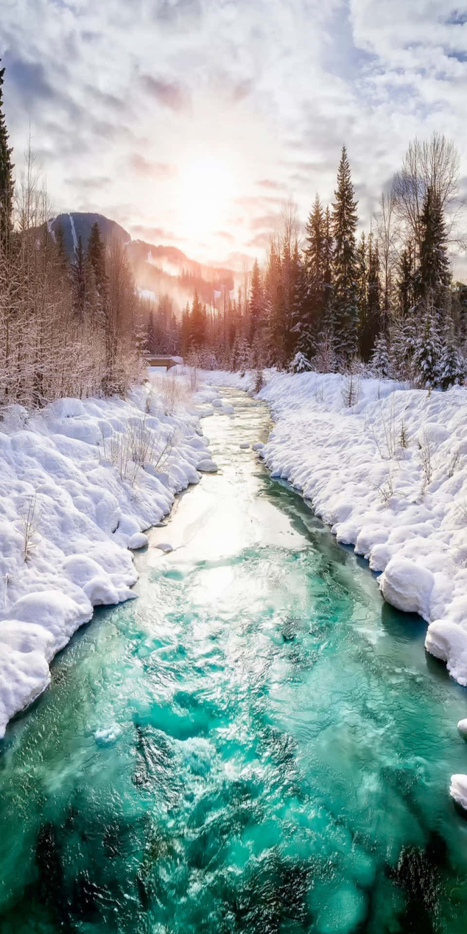 Pixel3 Natur Hintergrund Fluss Schnee