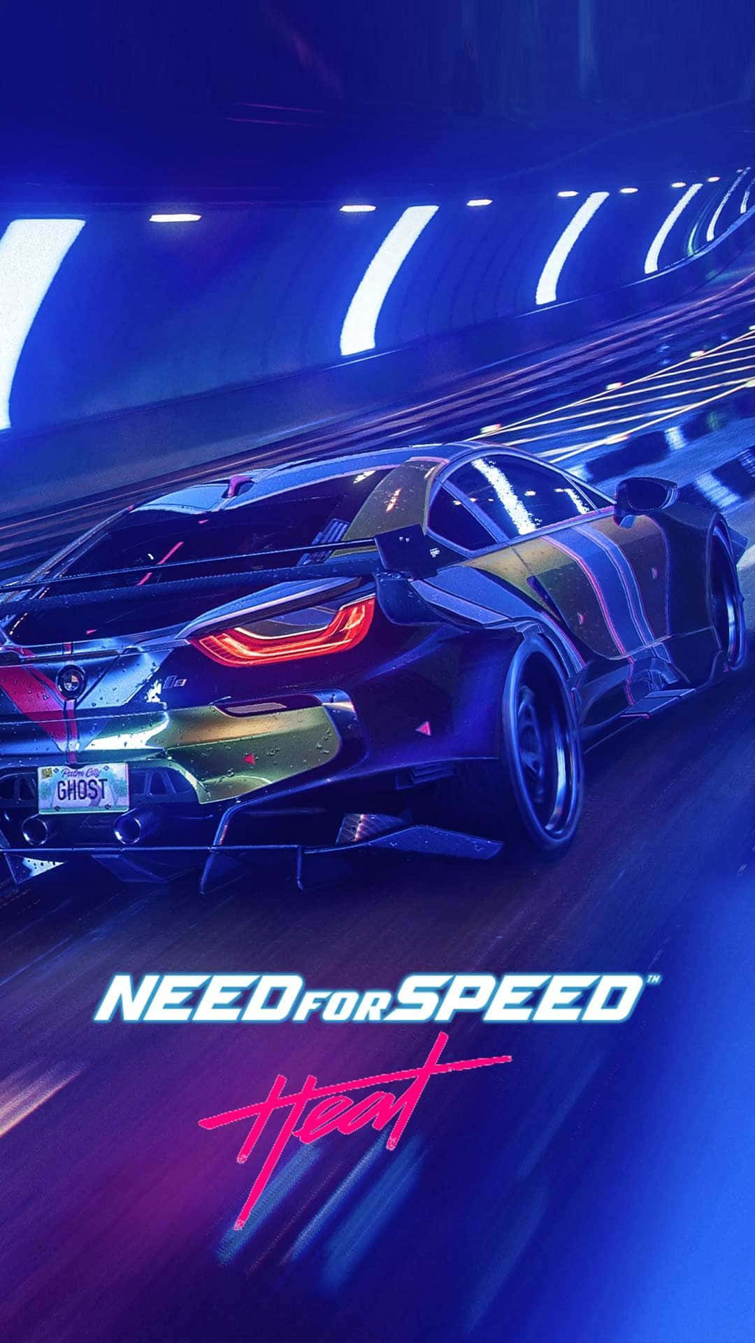 Pixel 3 Need For Speed Baggrund Blå Bil I En Tunnel