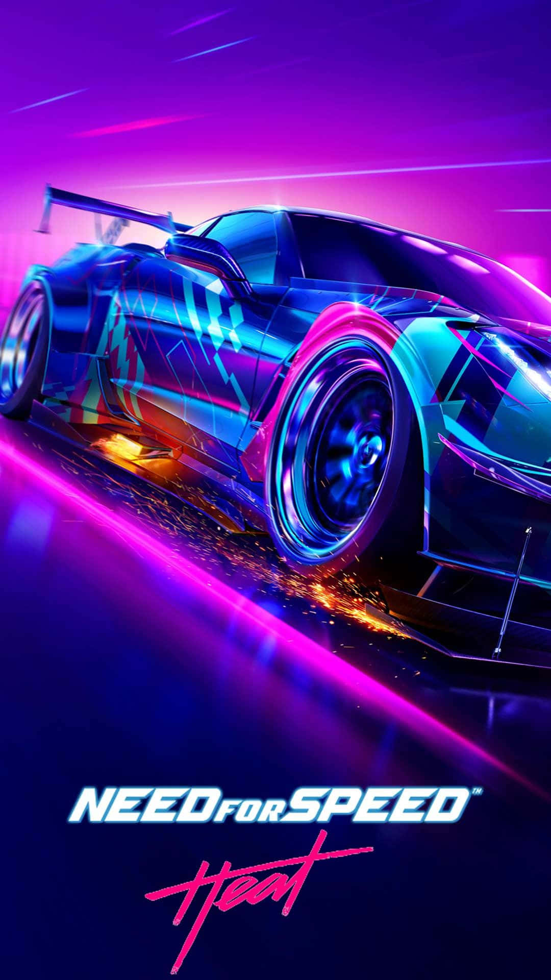 Pixel3 Need For Speed Bakgrund Heat Blue Neon Bil