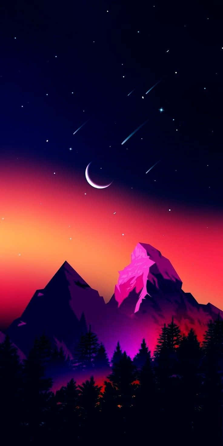 Mountain Top With Shooting Stars Pixel 3 Oled Background