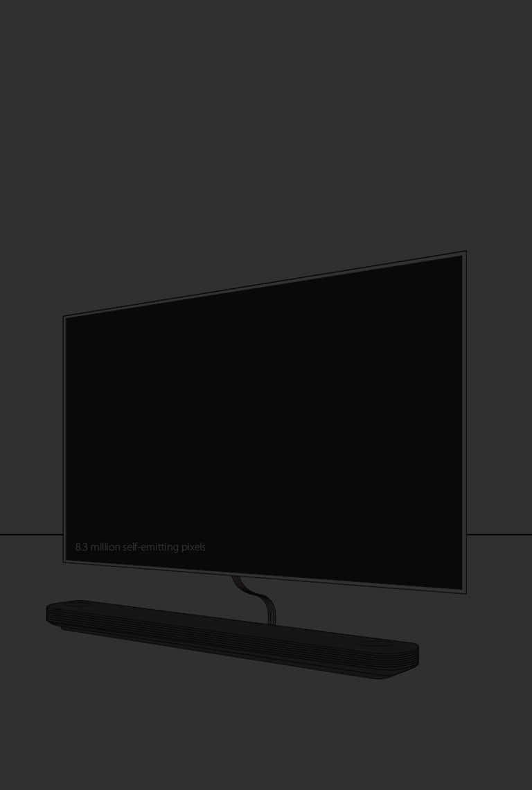 Fladskærms-TV med lydbølge 3 Oled-baggrund