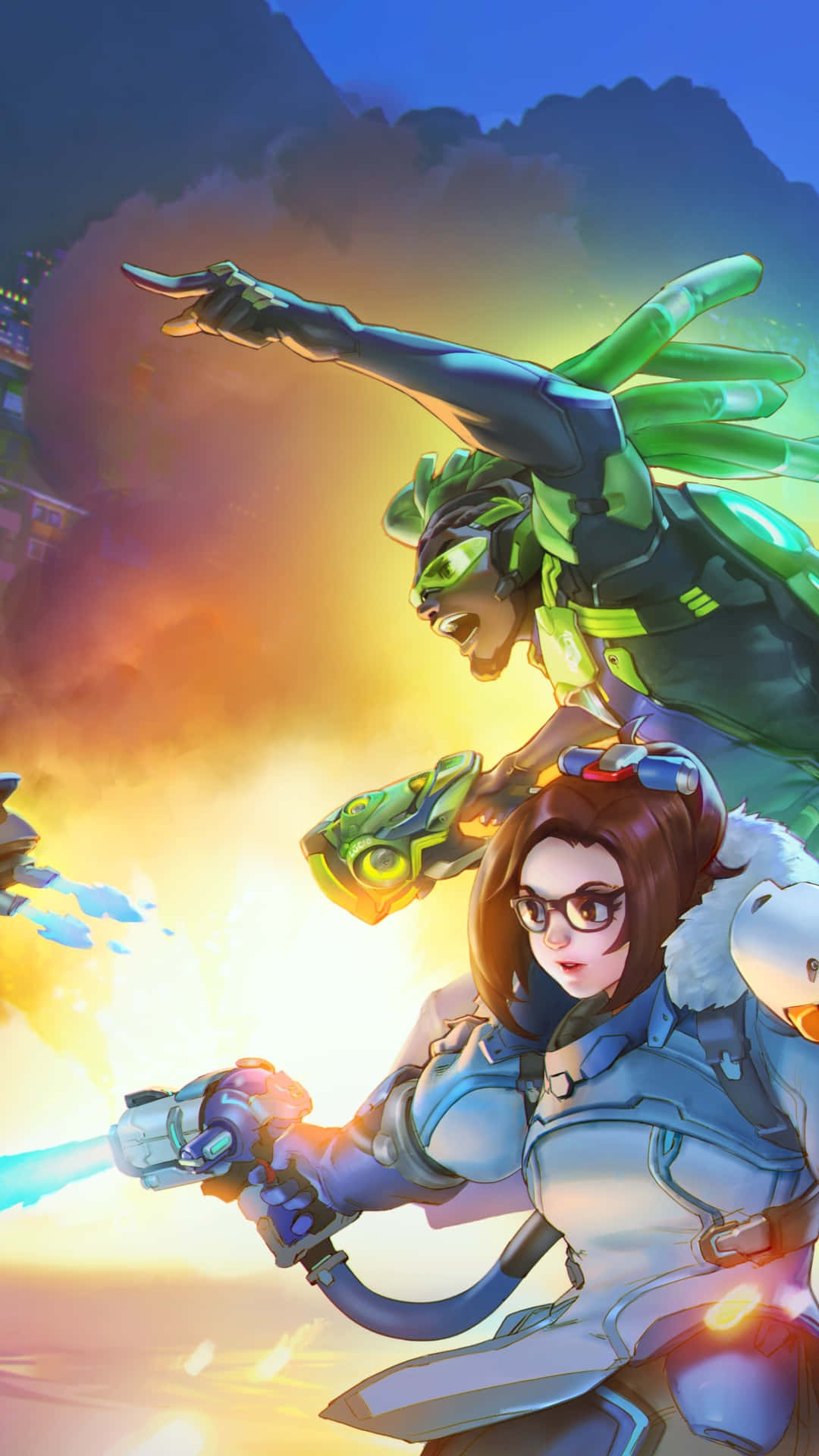 Fondode Pantalla De Overwatch Para Pixel 3 Con Lucio Y Mei.