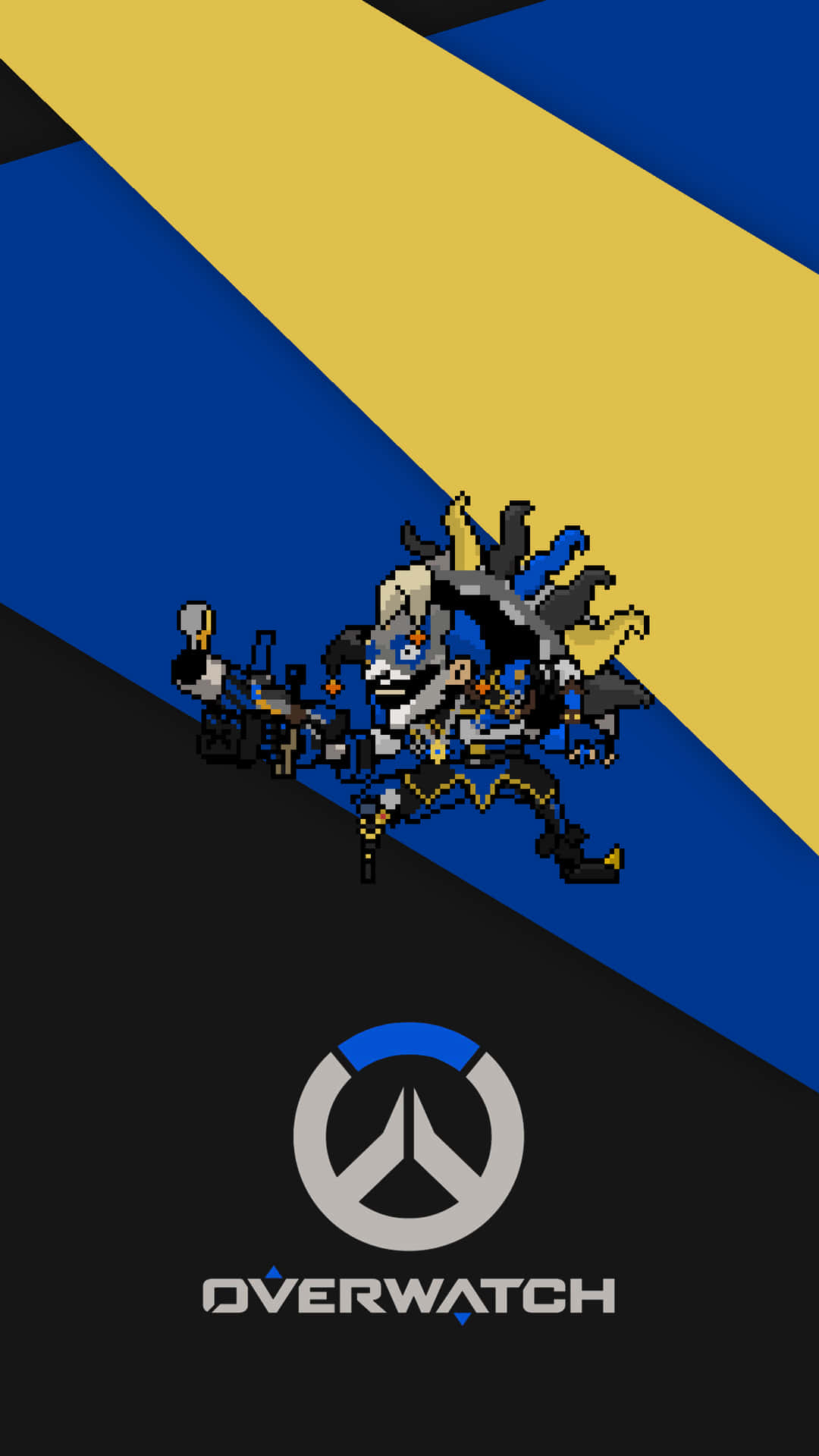 Pixel 3 Overwatch Background Junkrat Blue And Yellow Stripes Background