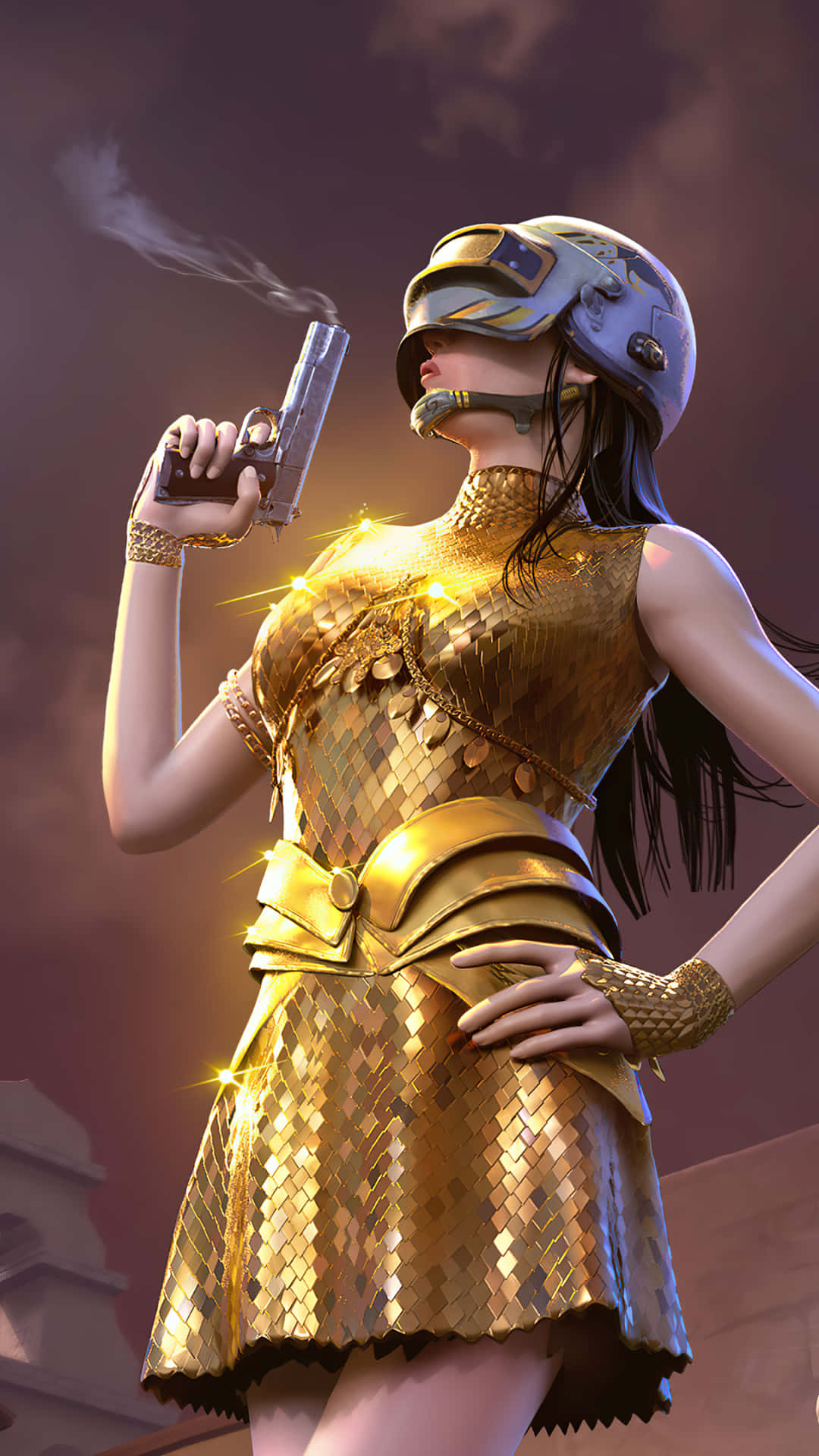 Girl In Golden Dress Pixel 3 Playerunknown's Battlegrounds Background