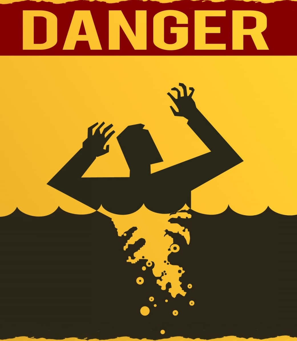 Gefahrenzeichenmit Einem Mann Im Wasser