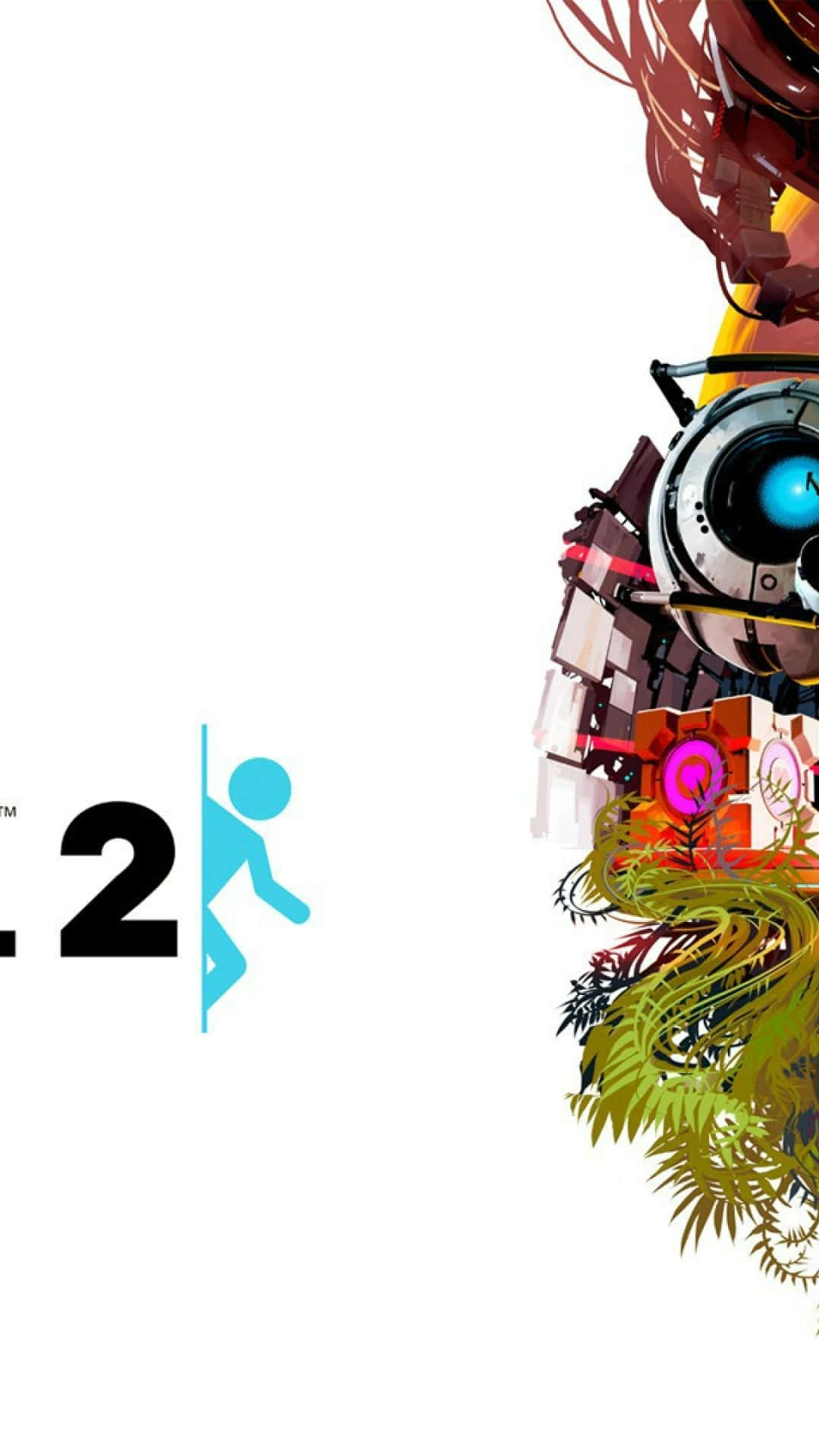 Fondode Pantalla Pixel 3 De Portal 2 Con Robots En El Lado Derecho.