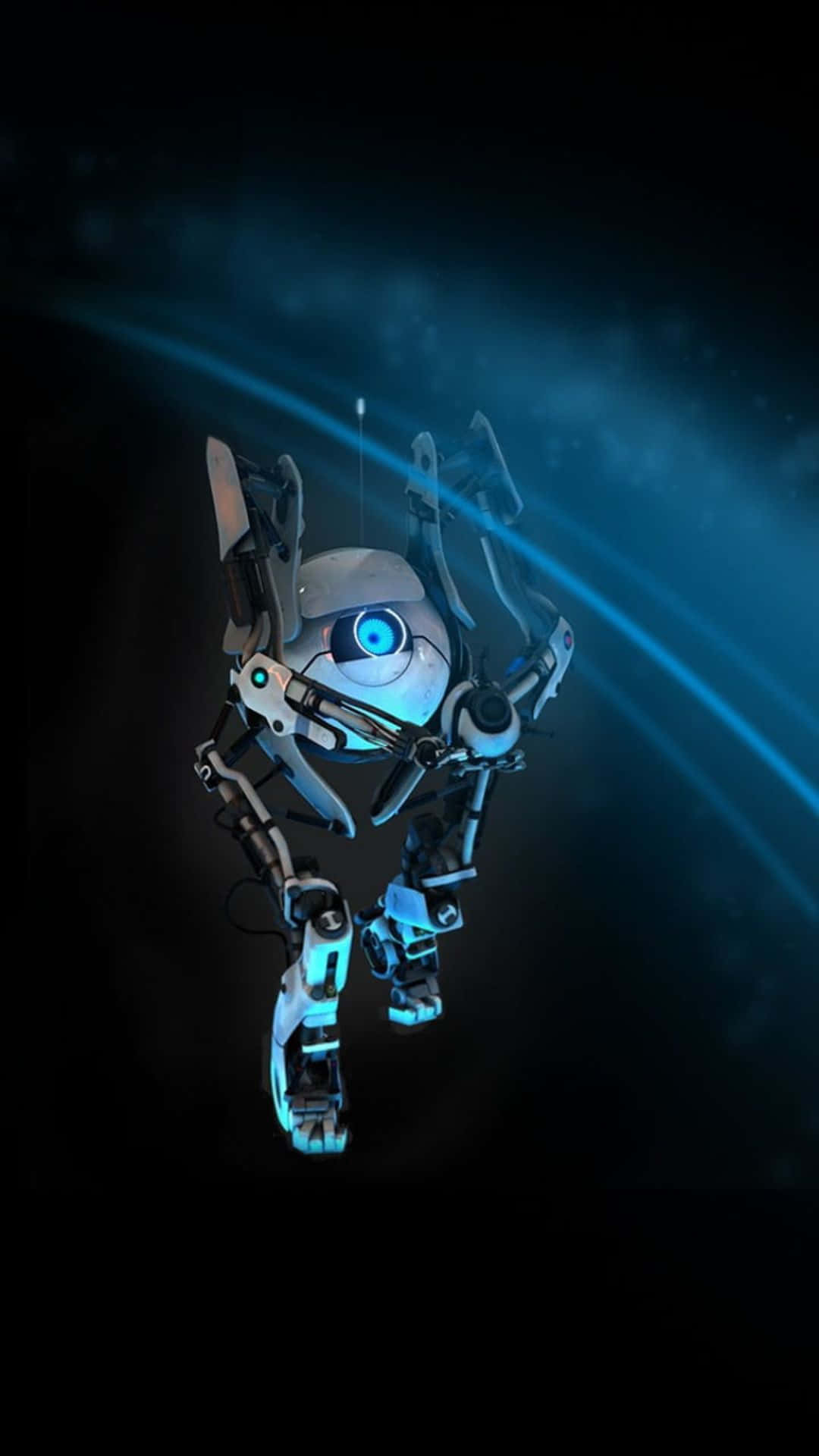 Pixel3 Portal 2 Hintergrund Roboter Blaue Strahlen
