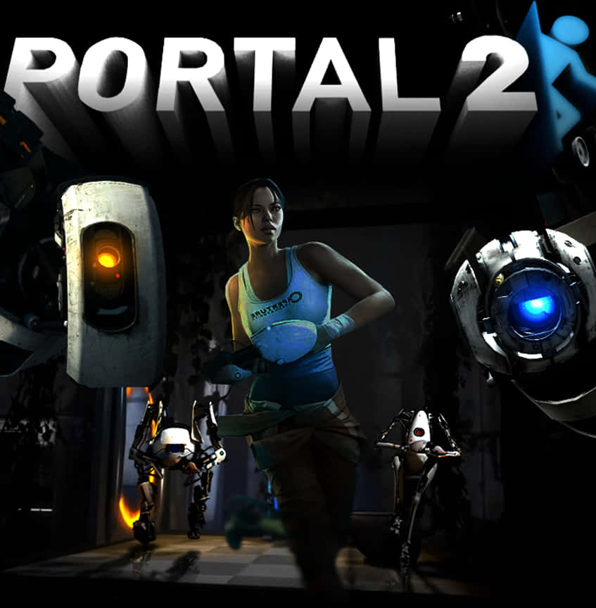 Sfondopixel 3 Portal 2 Con Chell In Movimento