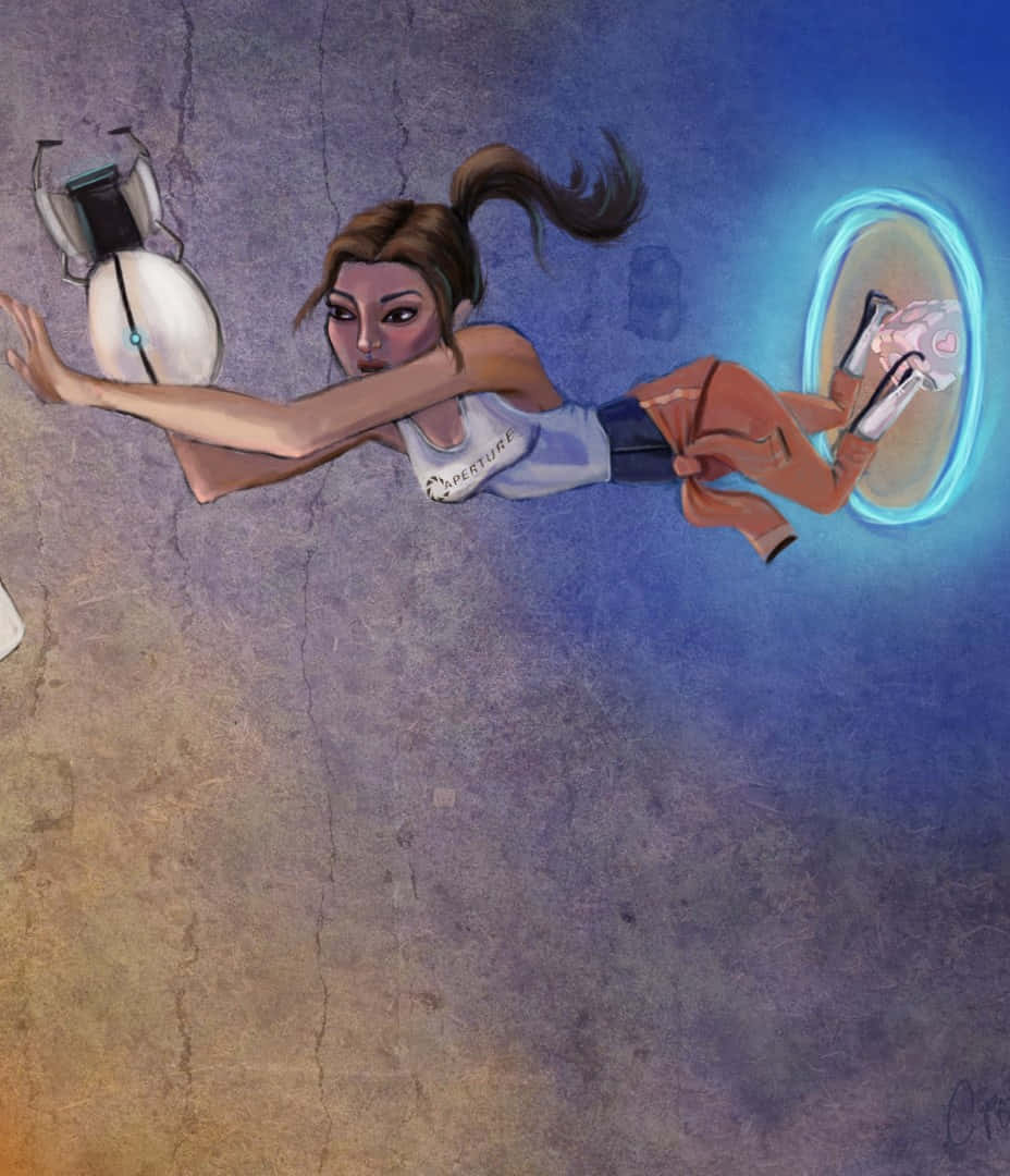 Sfondodi Pixel 3 Con Illustrazione Di Una Donna Per Portal 2.