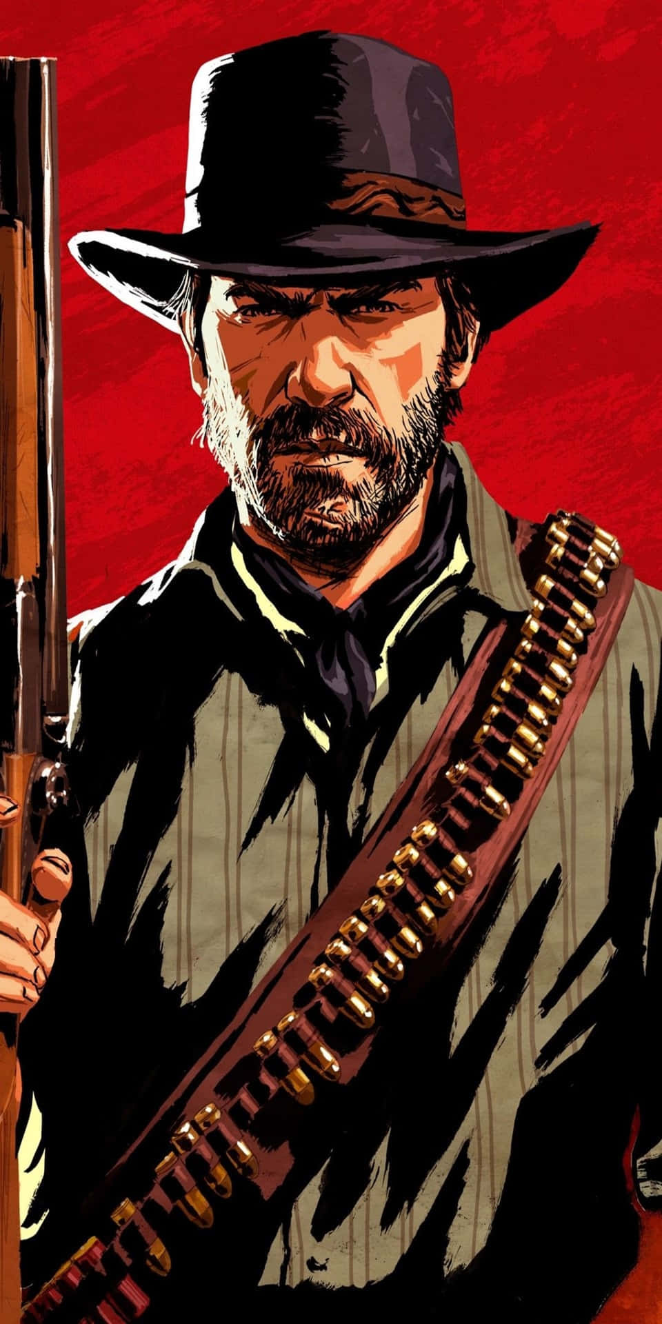 Sfondopixel 3 Di Red Dead Redemption 2 Con Arthur Morgan Armato Di Fucile.