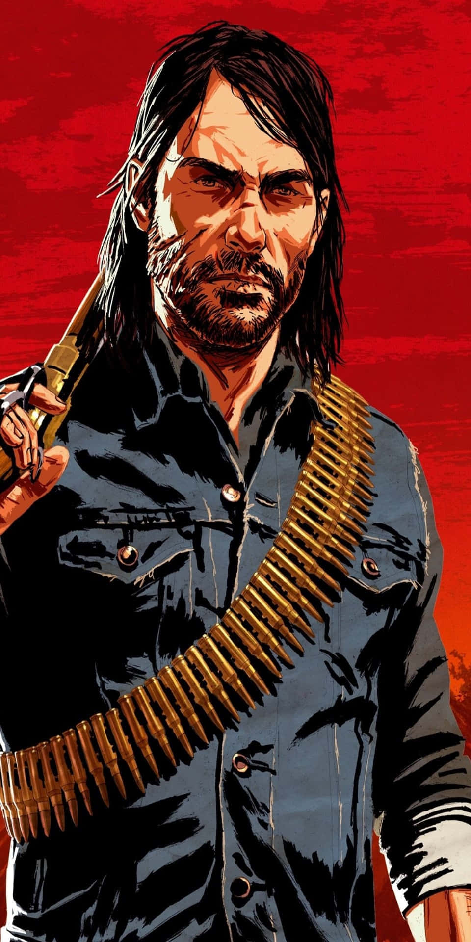 Pixel3-bakgrundsbild Med Red Dead Redemption 2 Röd Poster Av John Marston.