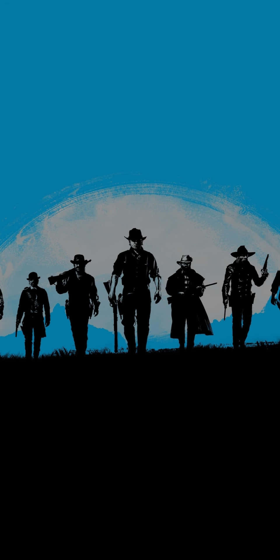 Pixel3 Bakgrundsbild För Red Dead Redemption 2 Med Blå Målning Av Affischen.