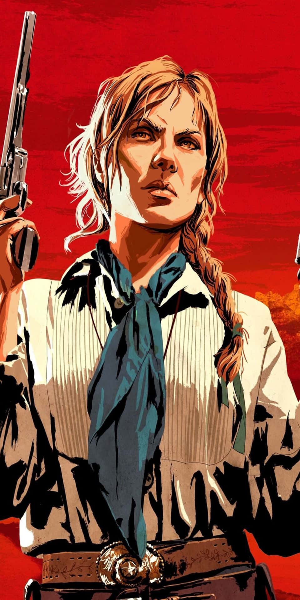 Fondode Pantalla Del Pixel 3 De Red Dead Redemption 2 Con El Poster Rojo De Sadie Adler.