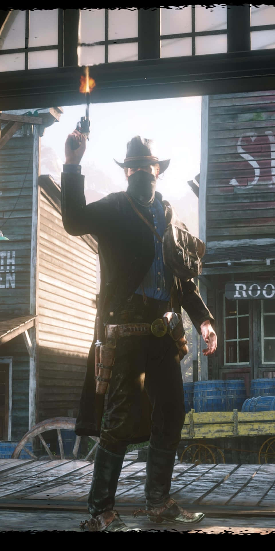 Pixel 3 Red Dead Redemption 2 Background Shooting Masked Man