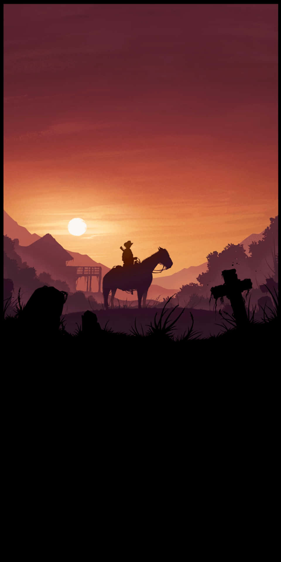 Pixel3 Red Dead Redemption 2 Bakgrundsbild Med En Cowboy Som Rider På En Häst.