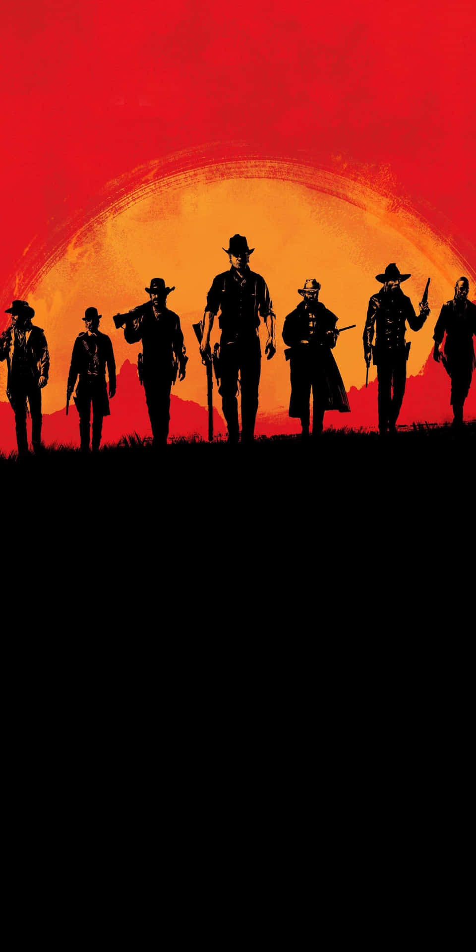 Pixel3 Red Dead Redemption 2 Bakgrund Röd Solnedgångsmålning.