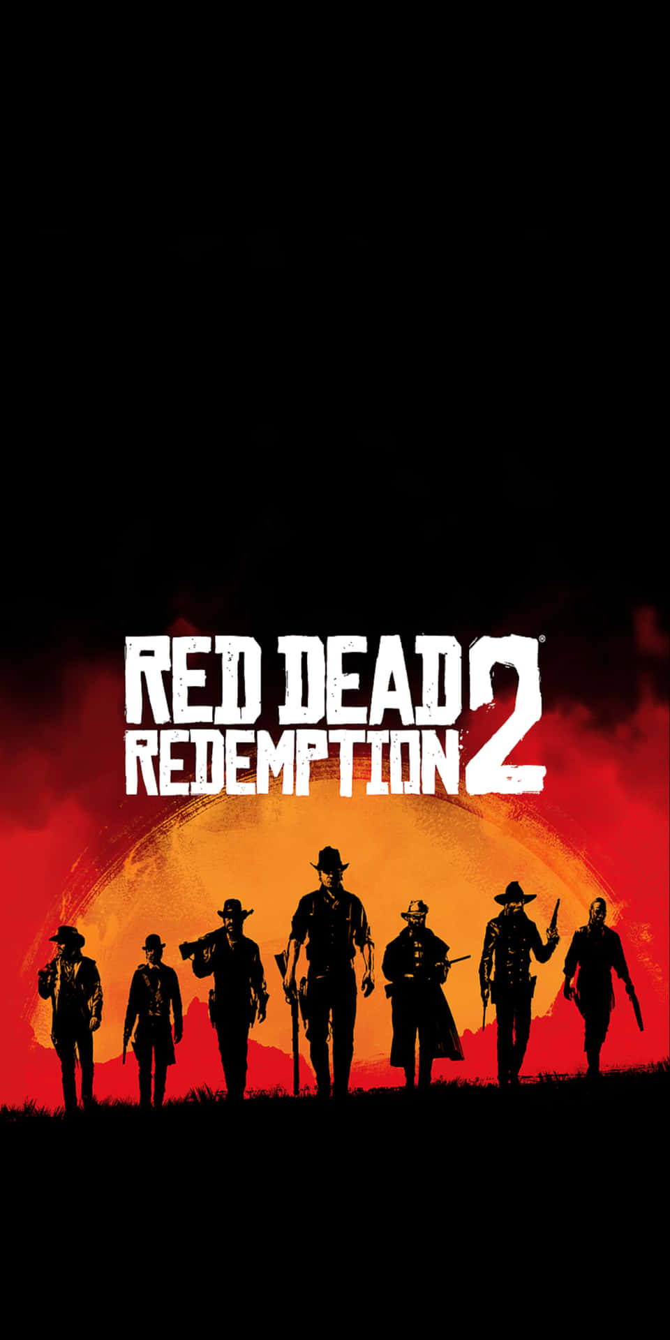 Pixel3 Röd Död Redemption 2 Bakgrundssilhuetter Av Cowboys Affisch.