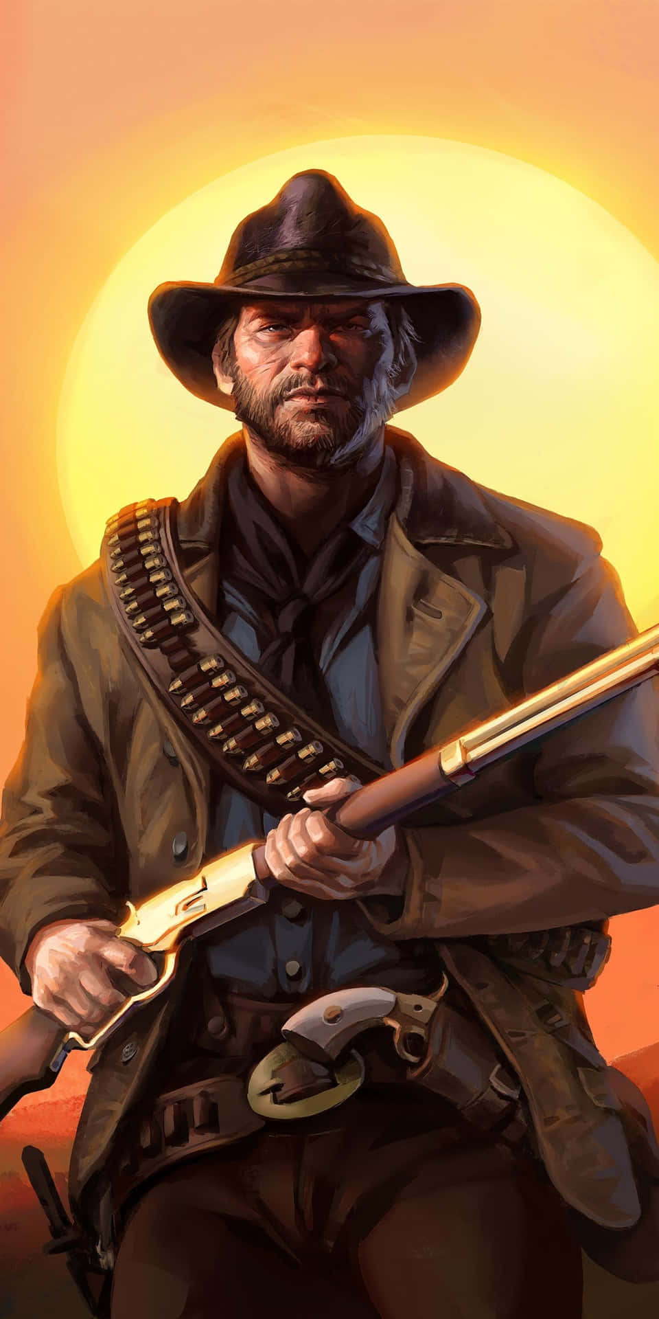 Fondode Pantalla De Pixel 3 Red Dead Redemption 2 Con Arthur Morgan Sosteniendo Un Rifle.
