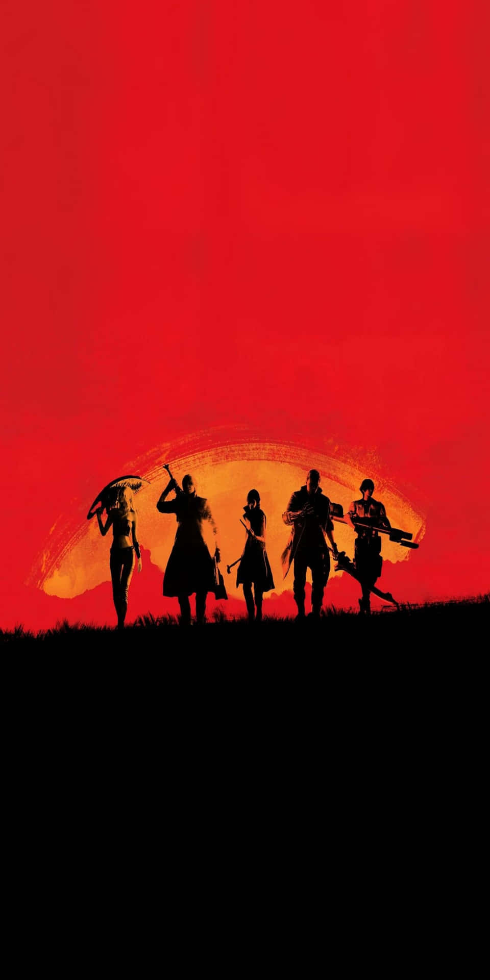 Pixel3 Bakgrundsbild Med Red Dead Redemption 2-posterutmålning I Rött.