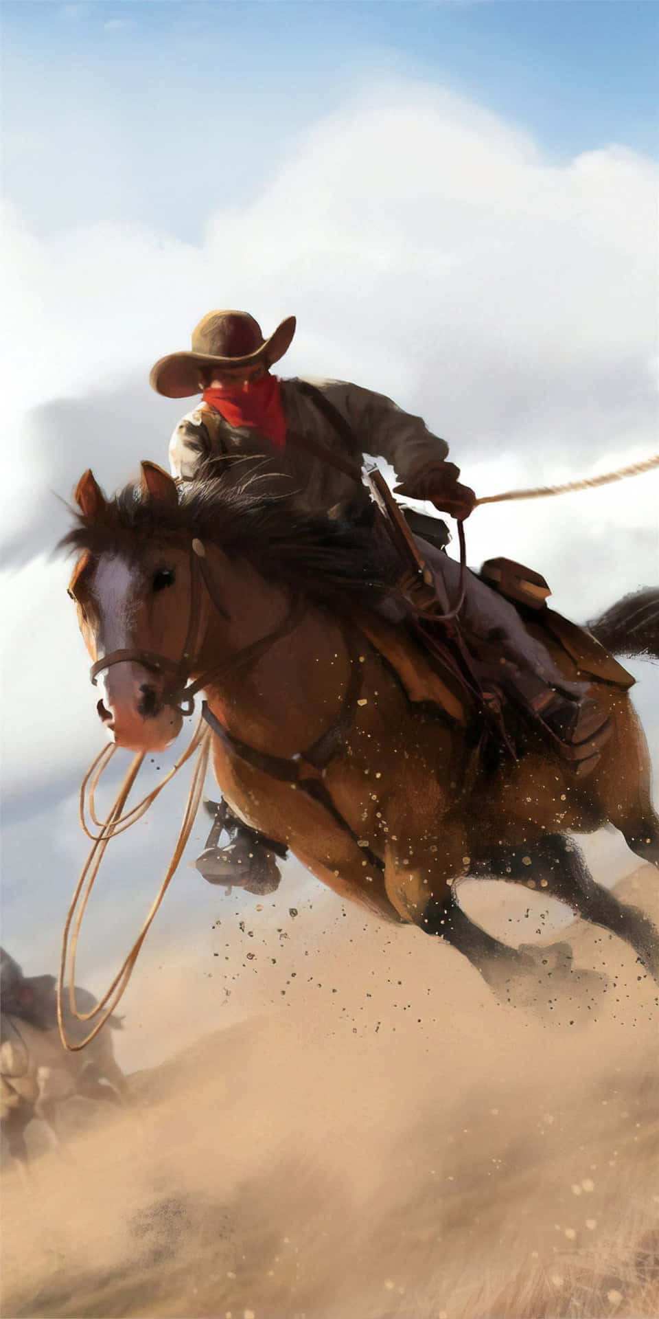 Sfondopixel 3 Red Dead Redemption 2 Con Cowboy Con Maschera Rossa.