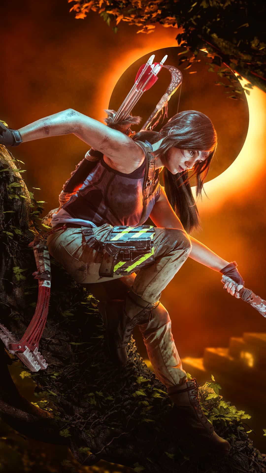 Ilgioco Di Tomb Raider Con Una Donna Che Tiene In Mano Una Spada