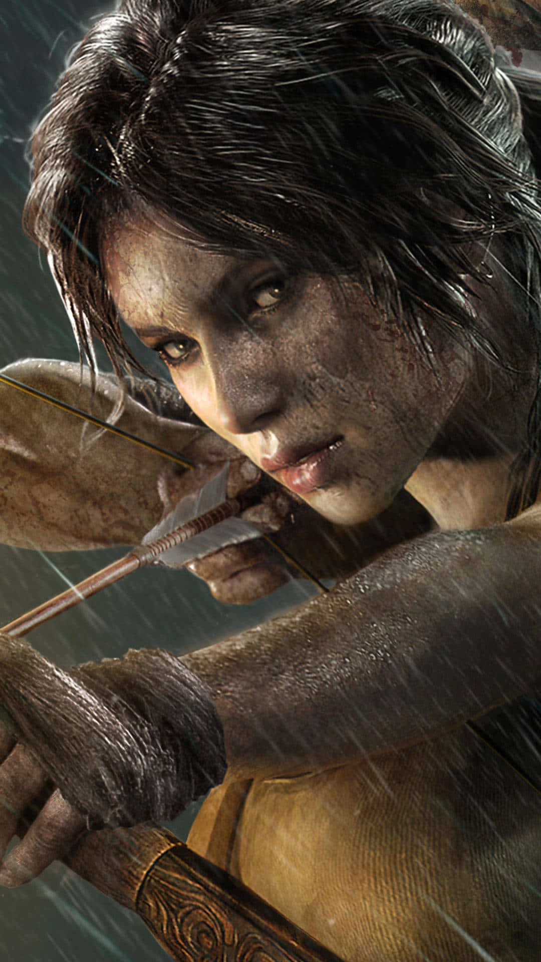 A Woman With A Bow And Arrow In The Rain